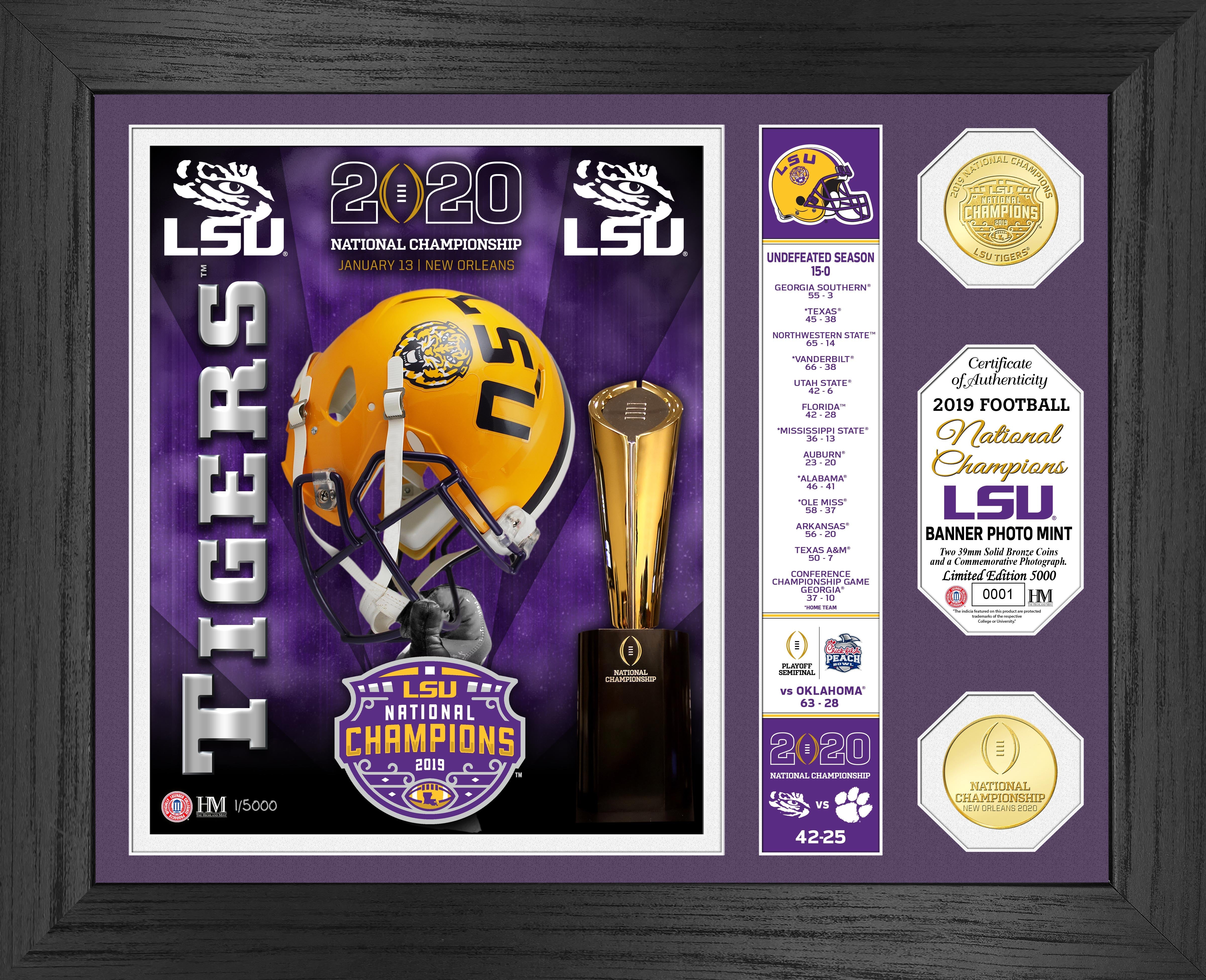 Louisiana State University 2019 Football National Champions "Banner" Bronze Coin Photo Mint