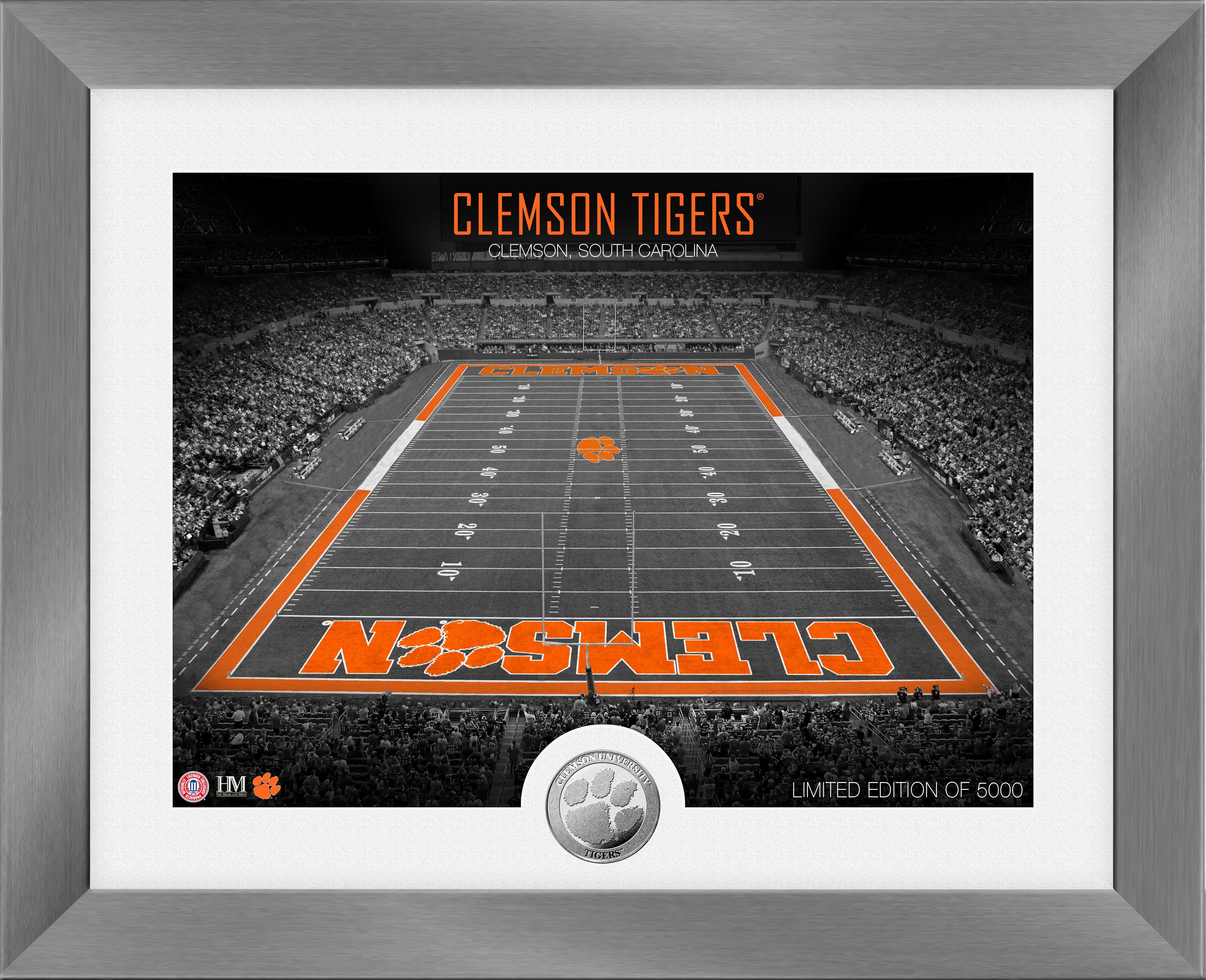 Clemson Tigers Art Deco Stadium Silver Coin Photo Mint