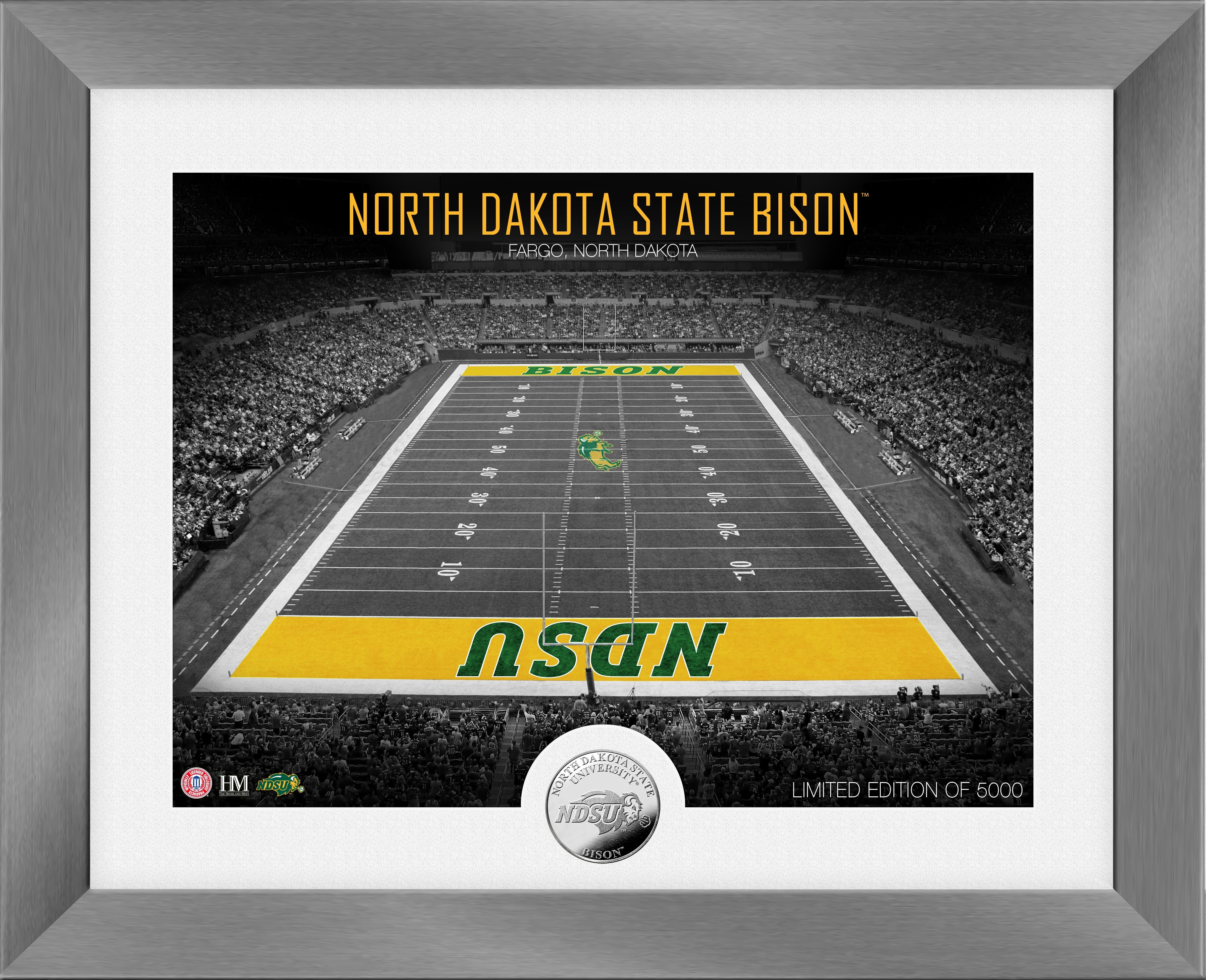 NDSU Bison Art Deco Stadium Silver Coin Photo Mint