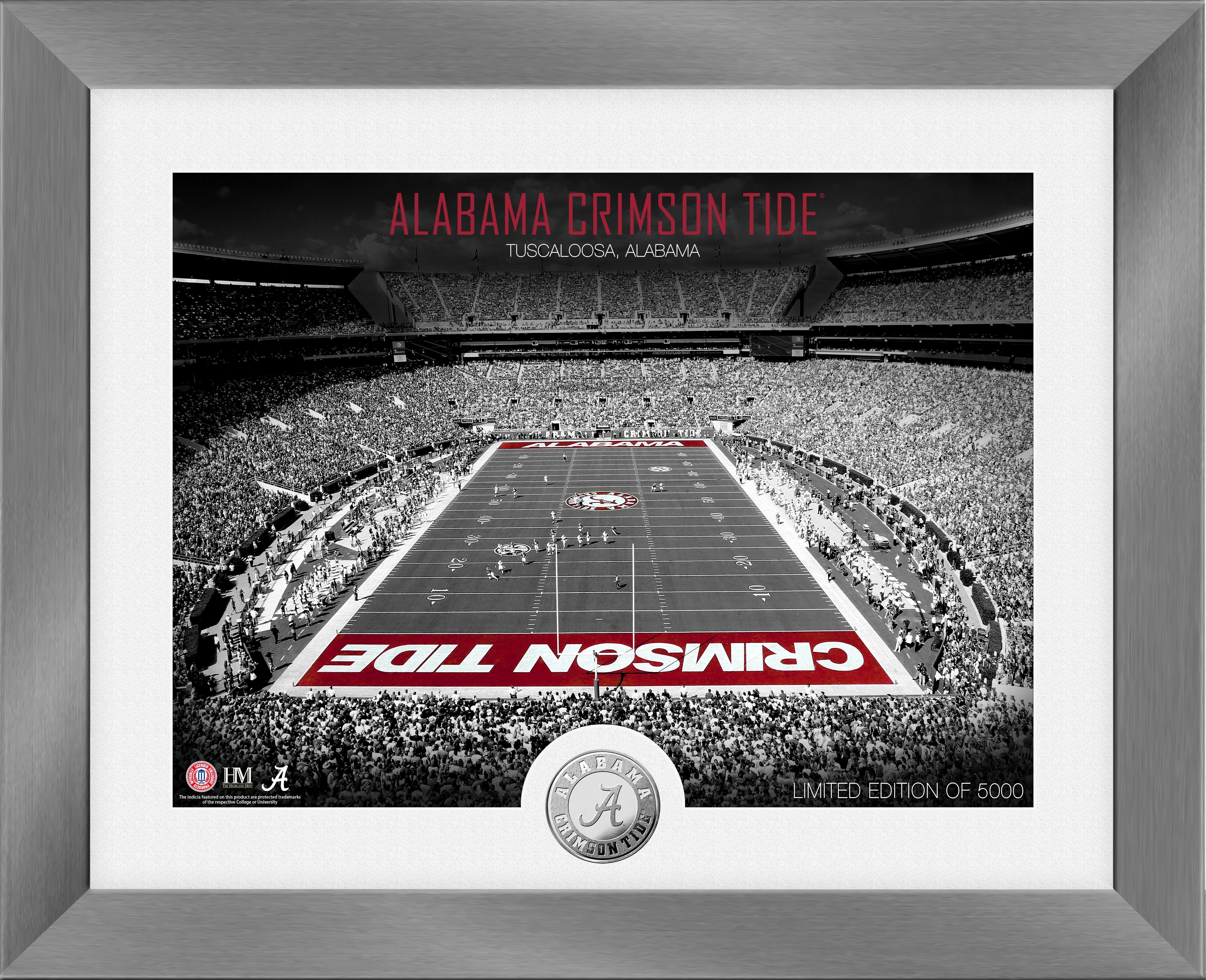 Alabama Crimson Tide Art Deco Stadium Silver Coin Photo Mint