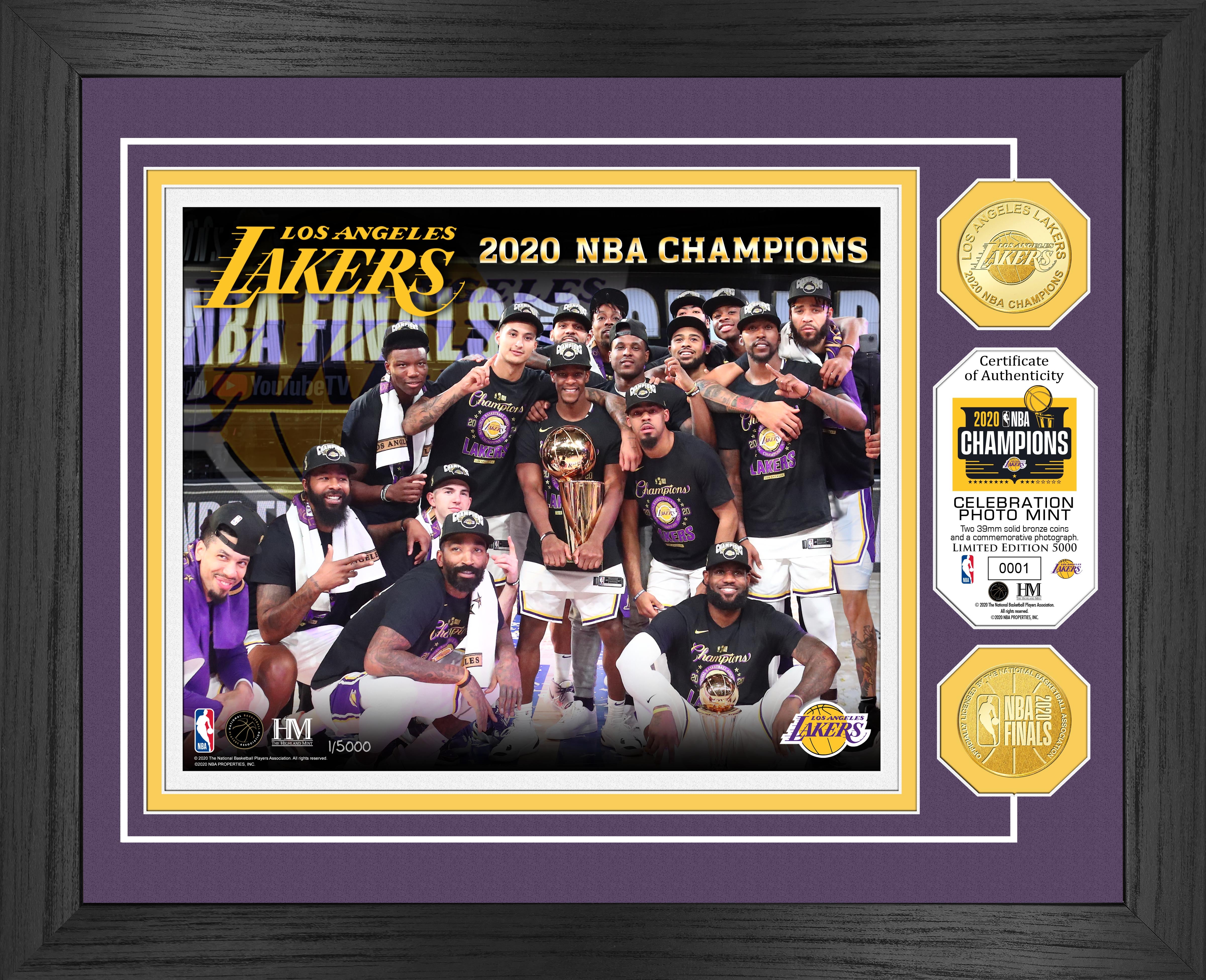 2020 NBA Finals Champions Celebration Los Angeles Lakers Bronze Coin Photo Mint