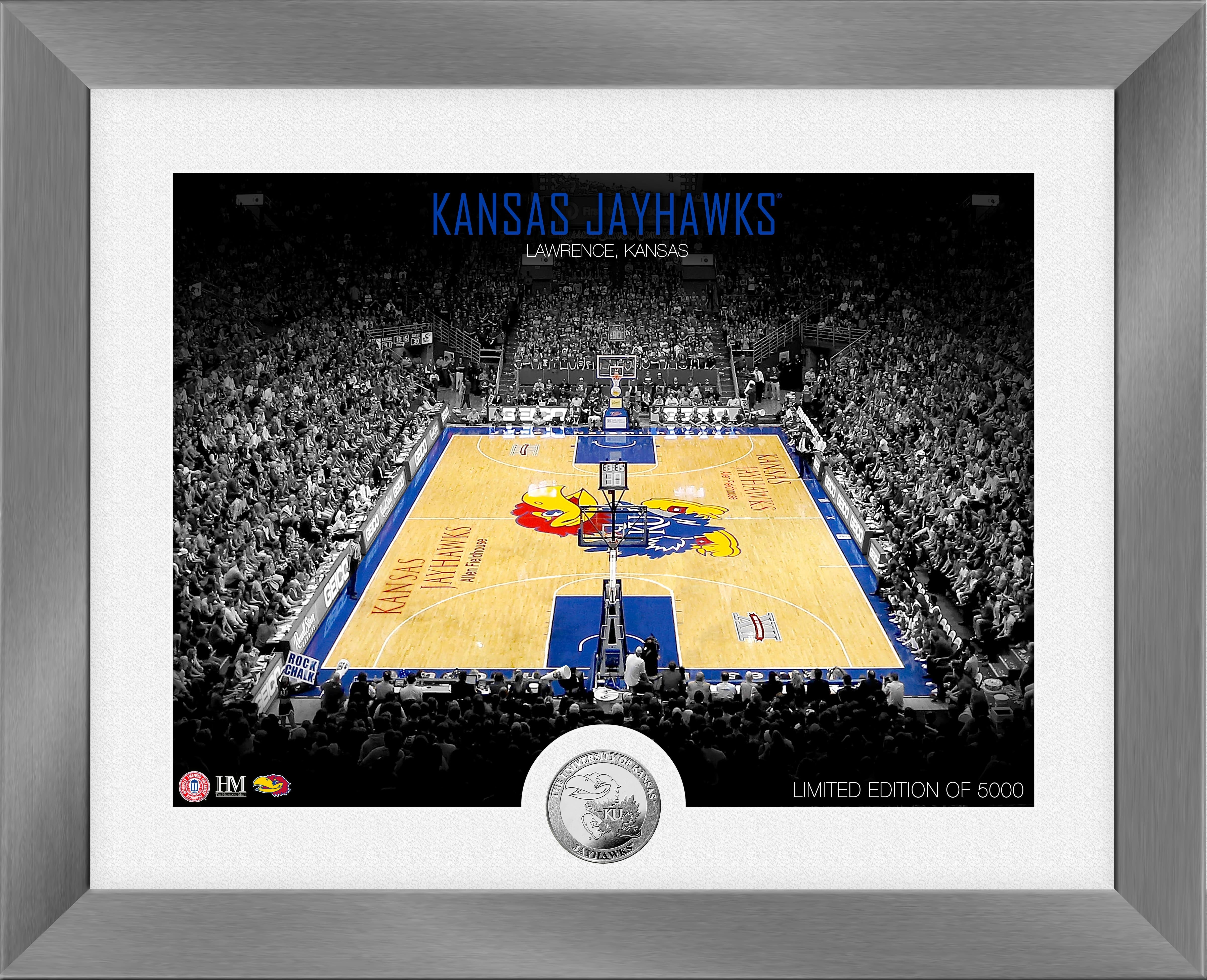 Kansas Jayhawks Court Art Deco Silver Coin Photo Mint