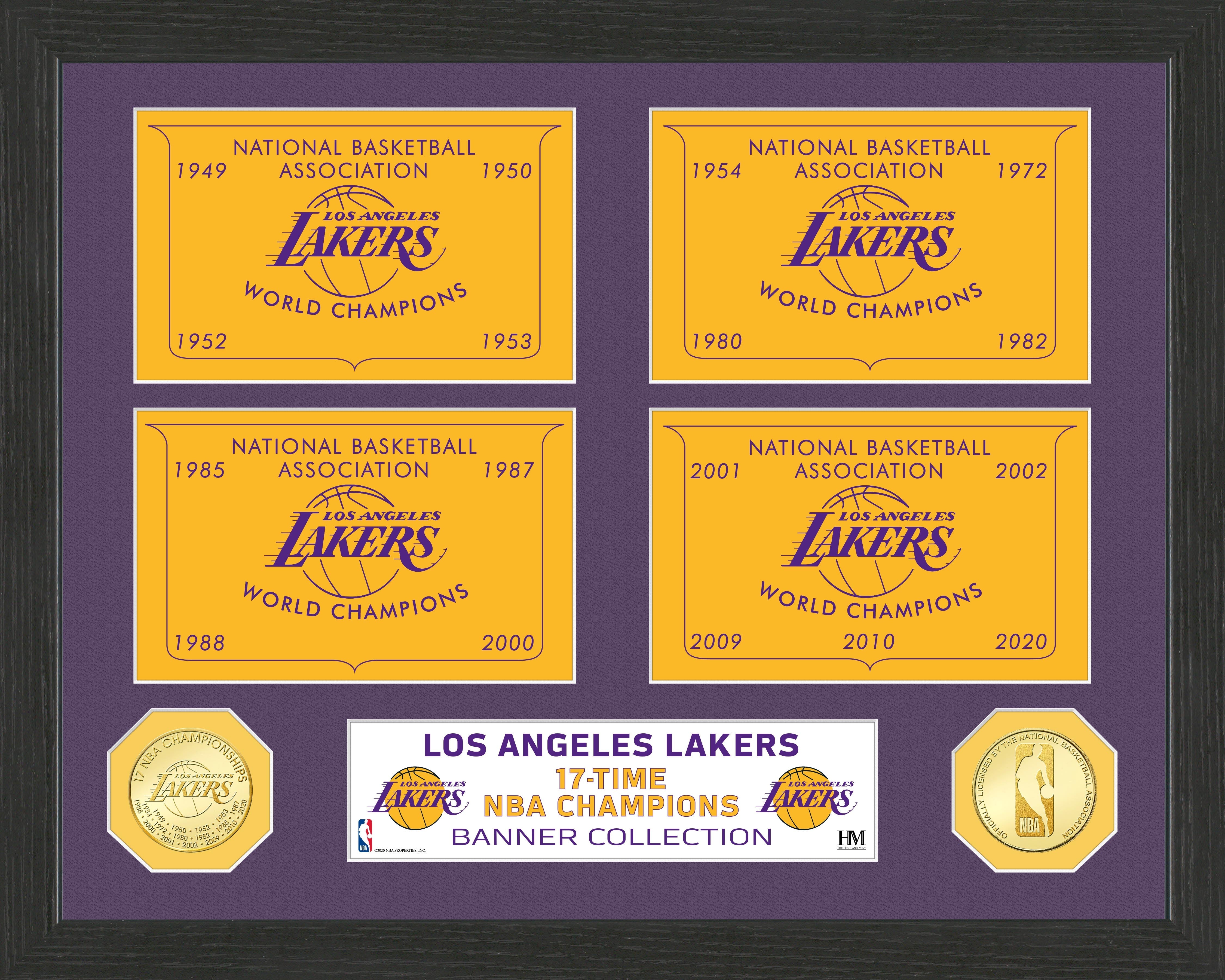 Los Angeles Lakers 17-Time Champions Bronze Coin Banner Collection