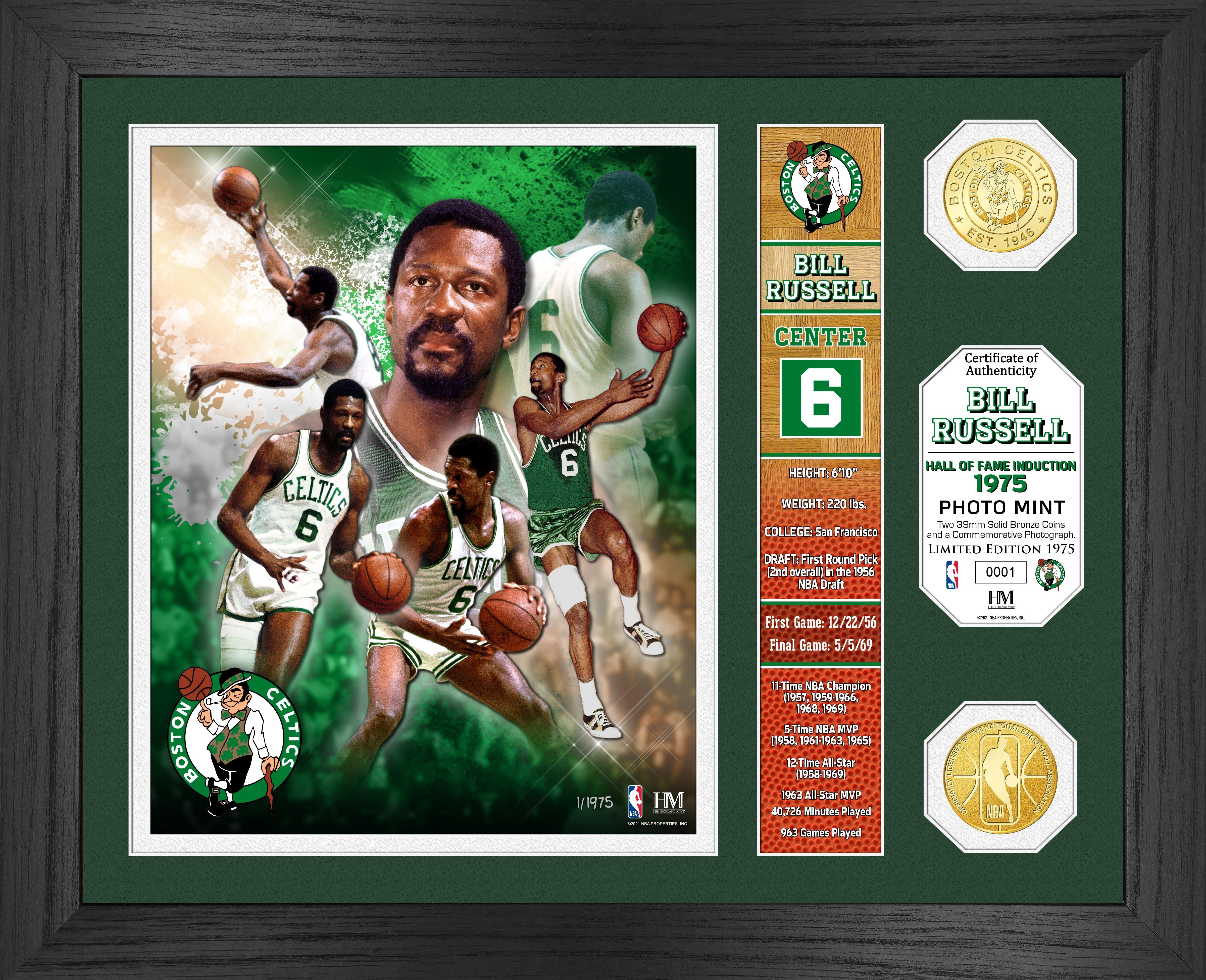 Bill Russell Hall of Fame Banner Bronze Coin Photo Mint