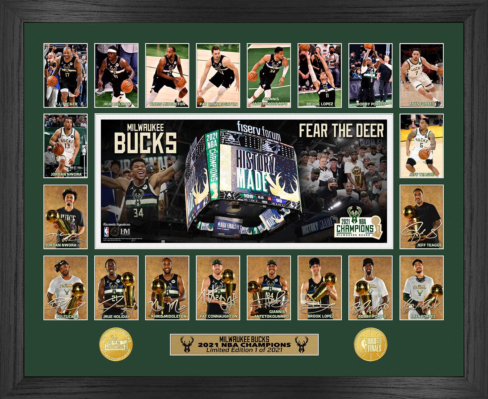 Milwaukee Bucks 2021 NBA Finals Champions Memorable Moment Bronze Coin Photo Mint