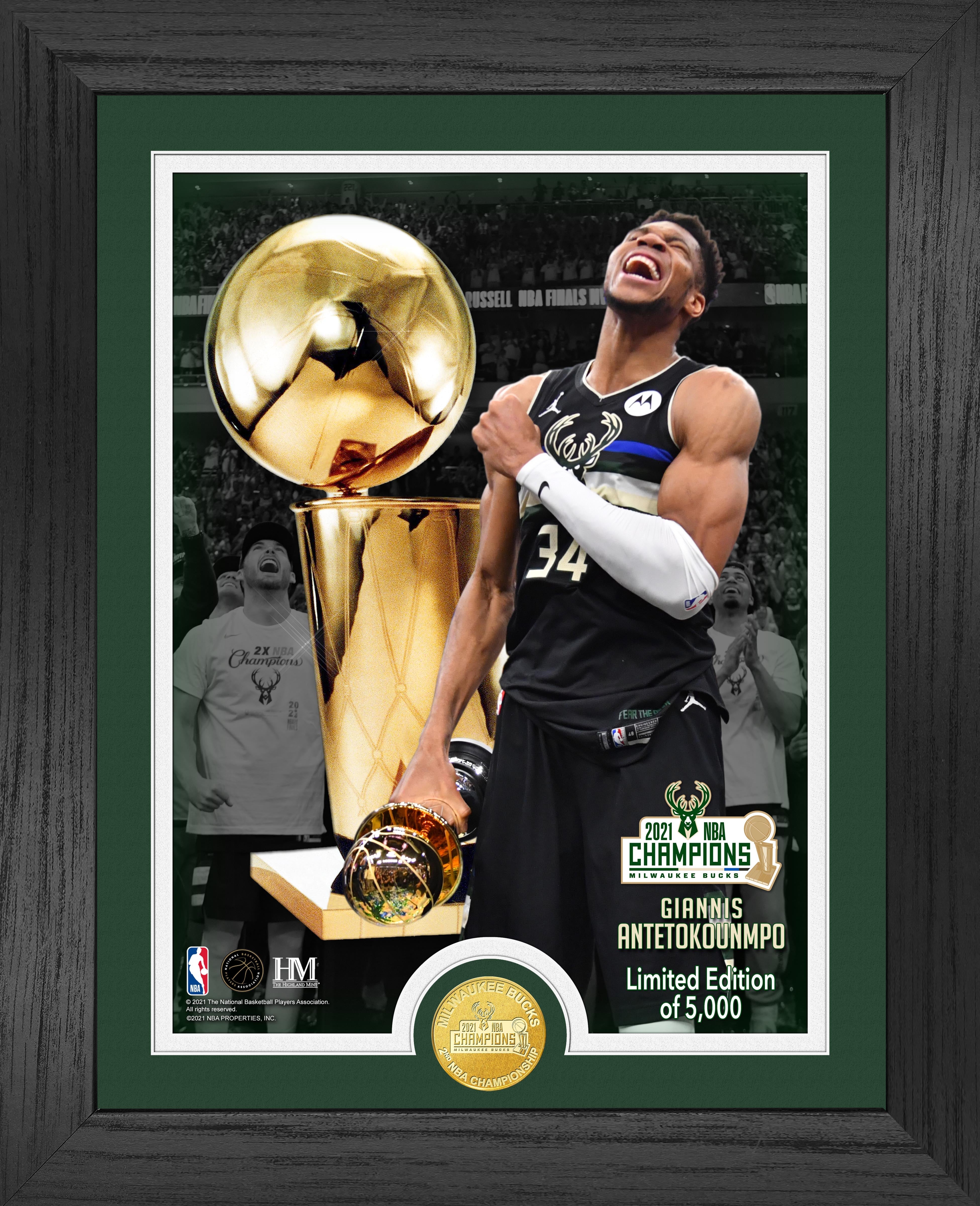 Giannis Antetokounmpo 2021 NBA Finals Champions Trophy Bronze Coin Photo Mint