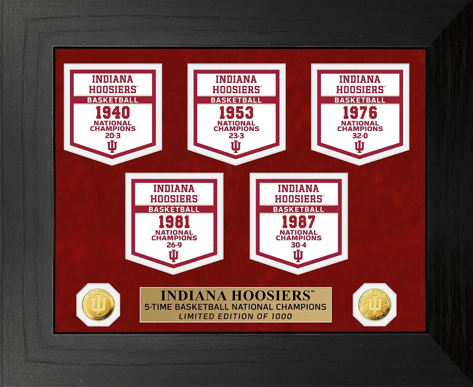Indiana Hoosiers 5 Time Basketball National Champions Deluxe Banner Photo Mint