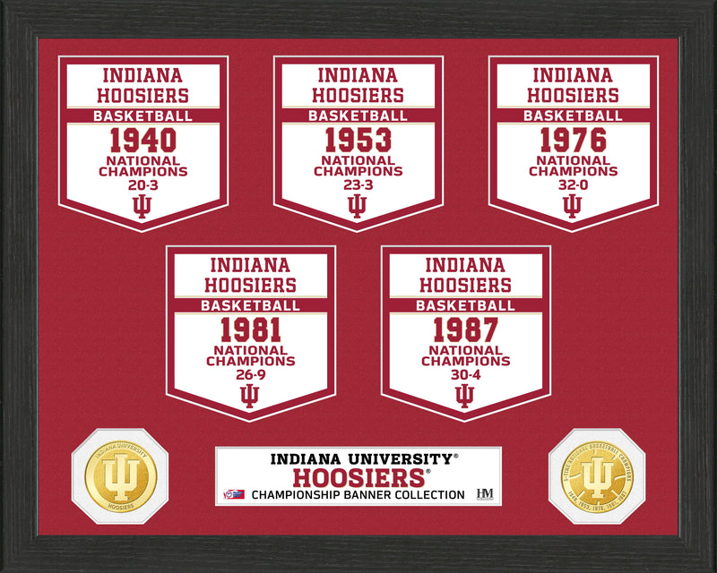 Indiana Hoosiers 5 Time Basketball National Champions Banner Photo Mint