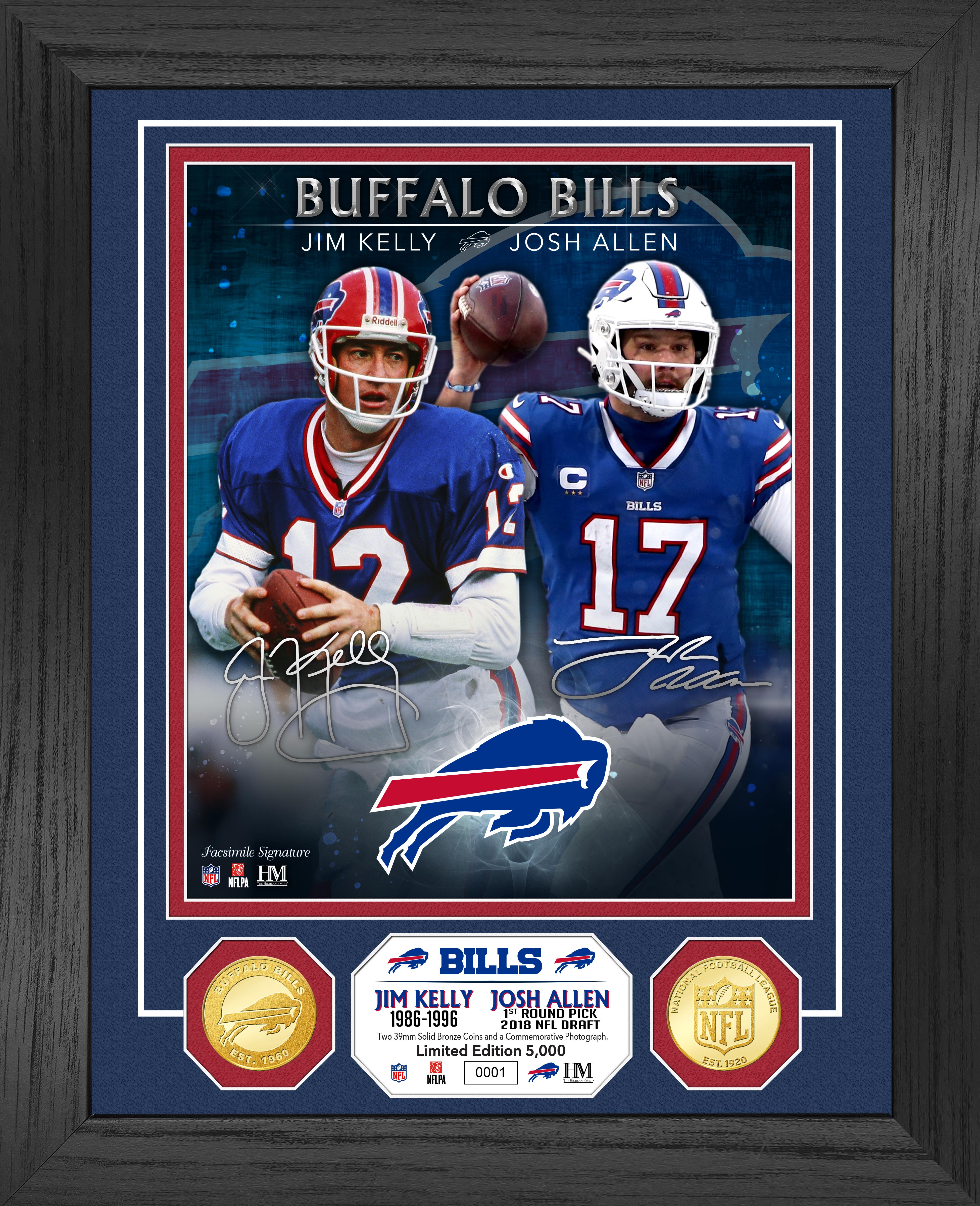 Jim Kelly & Josh Allen Buffalo Bills Bronze Coin Photo Mint