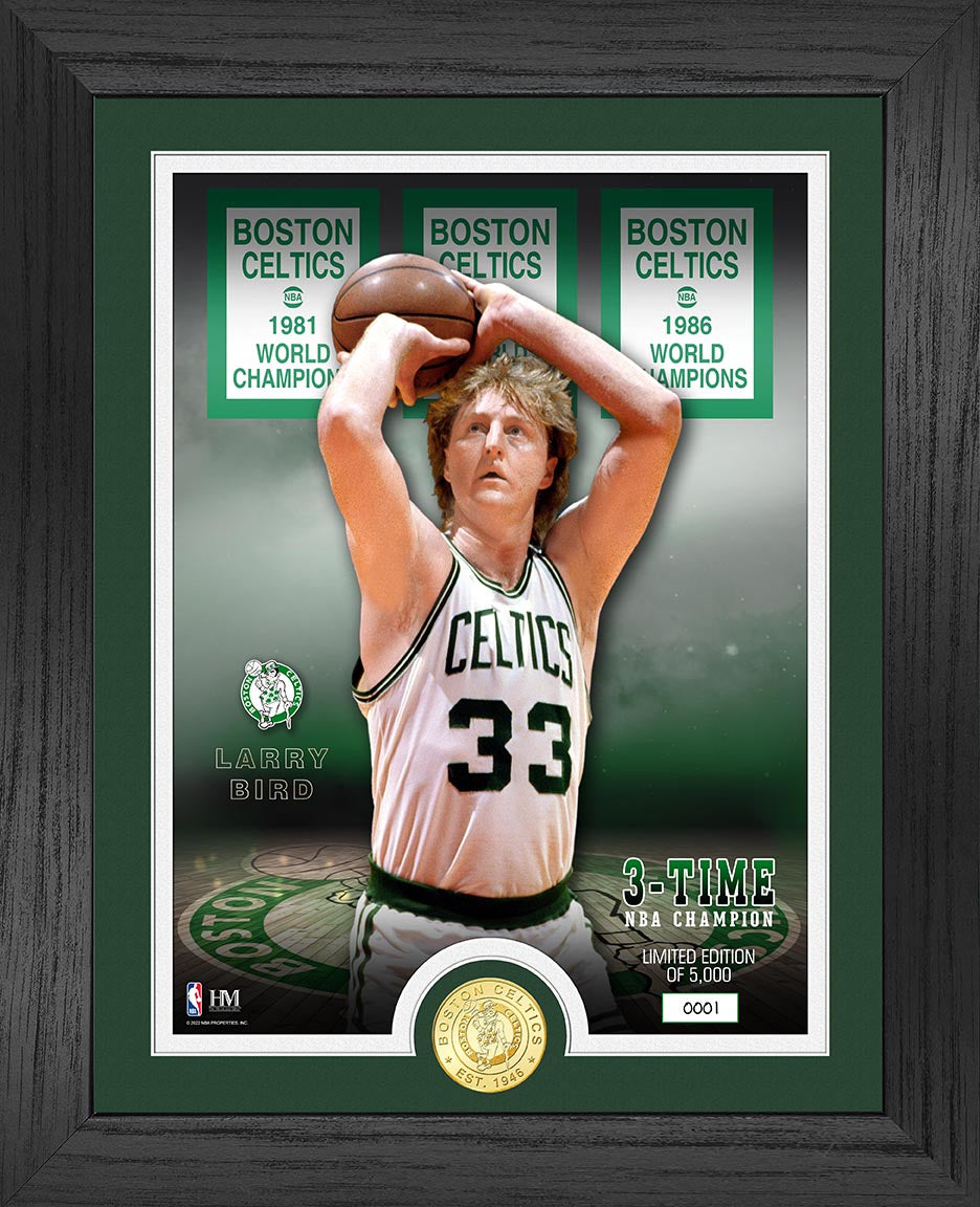 Larry Bird Boston Celtics 3x NBA Finals Champ Bronze Coin Photo Mint