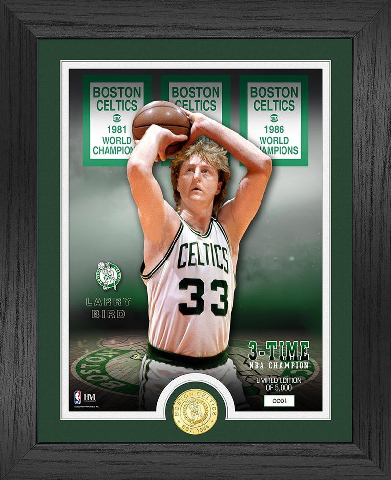 Larry Bird Boston Celtics 3x NBA Finals Champ Bronze Coin Photo Mint