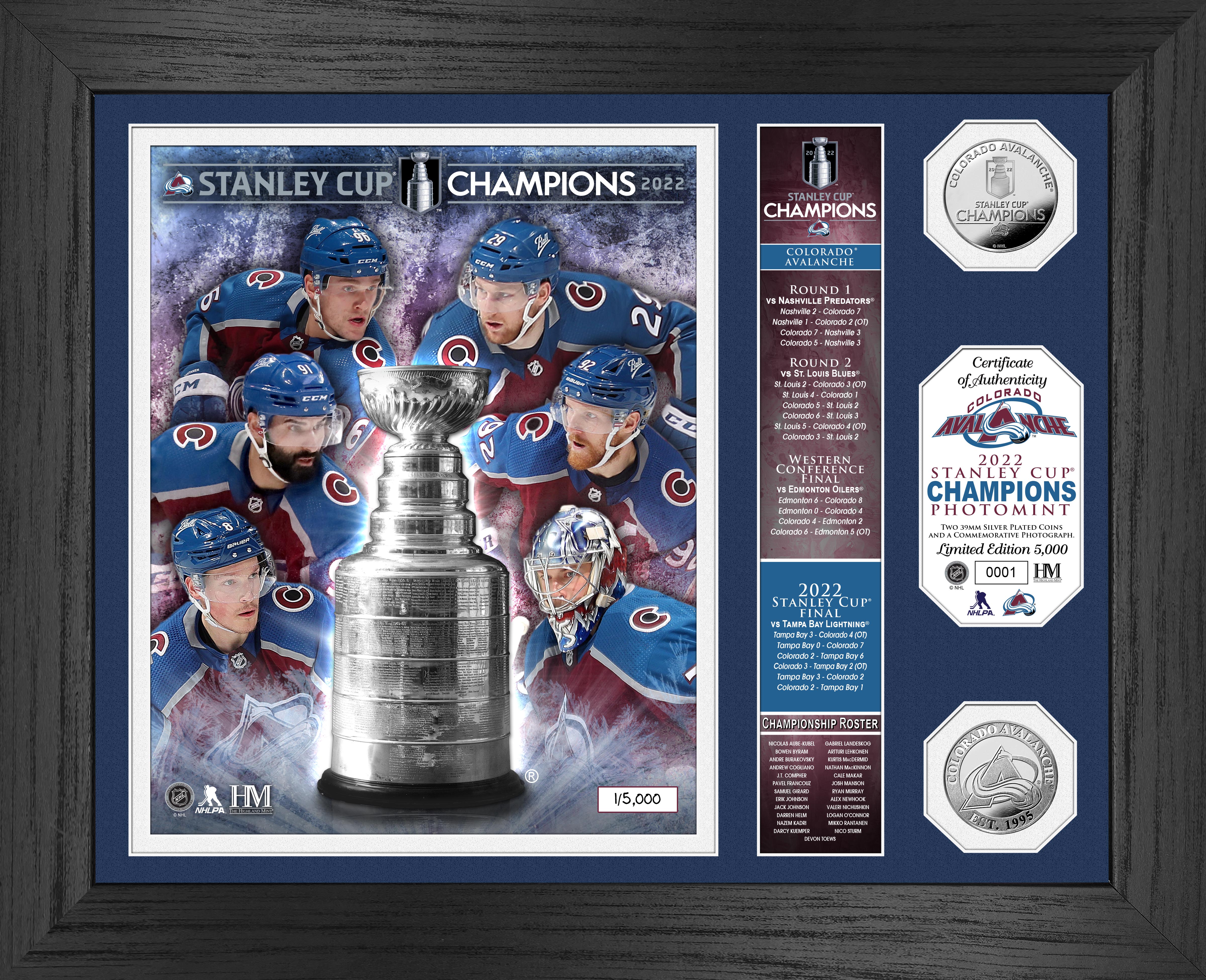 Colorado Avalanche 2022 Stanley Cup Final Champions Banner Silver Coin Photo Mint