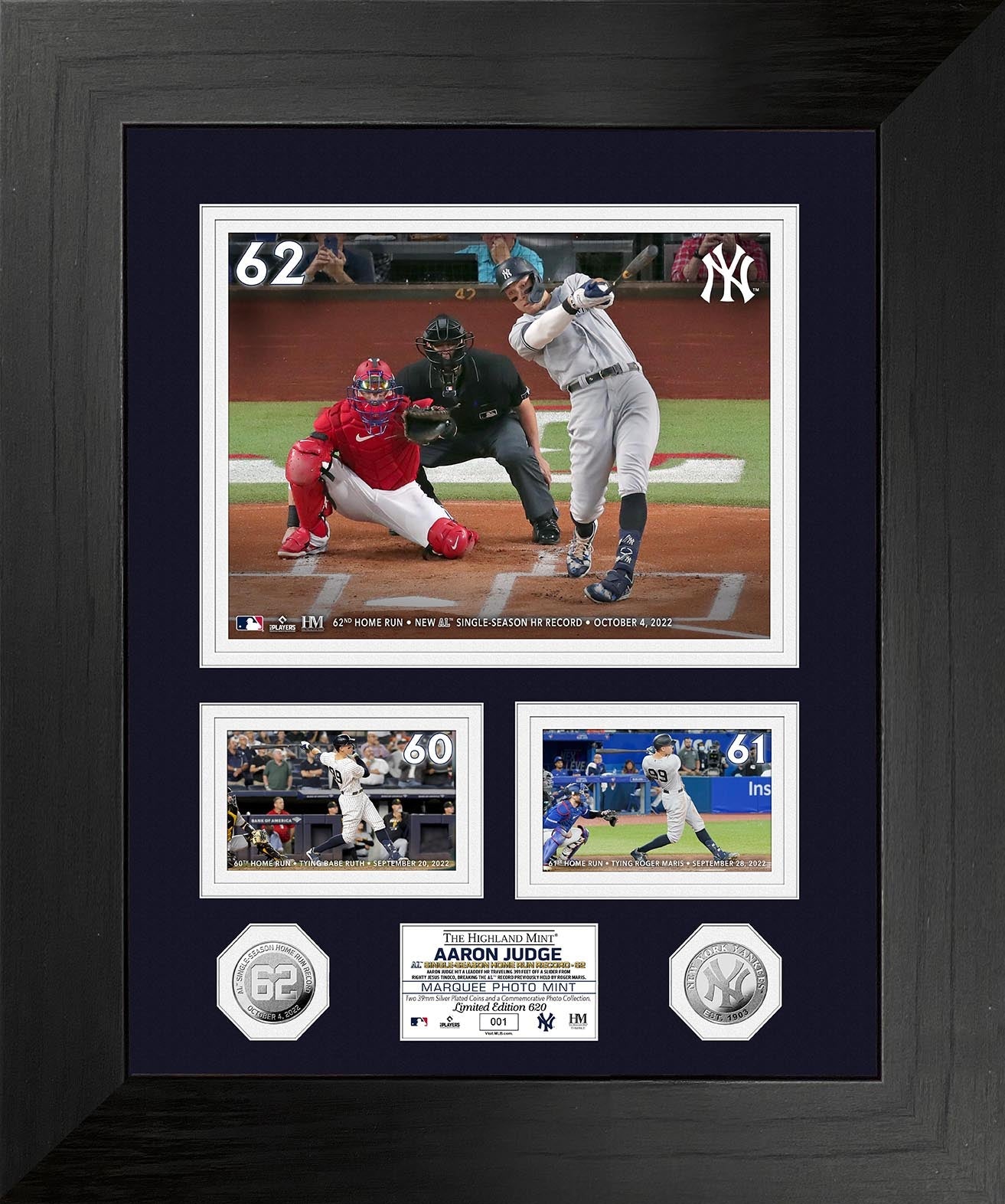 Aaron Judge AL Single Season HR Record Marquee Silver Coin Photo Mint