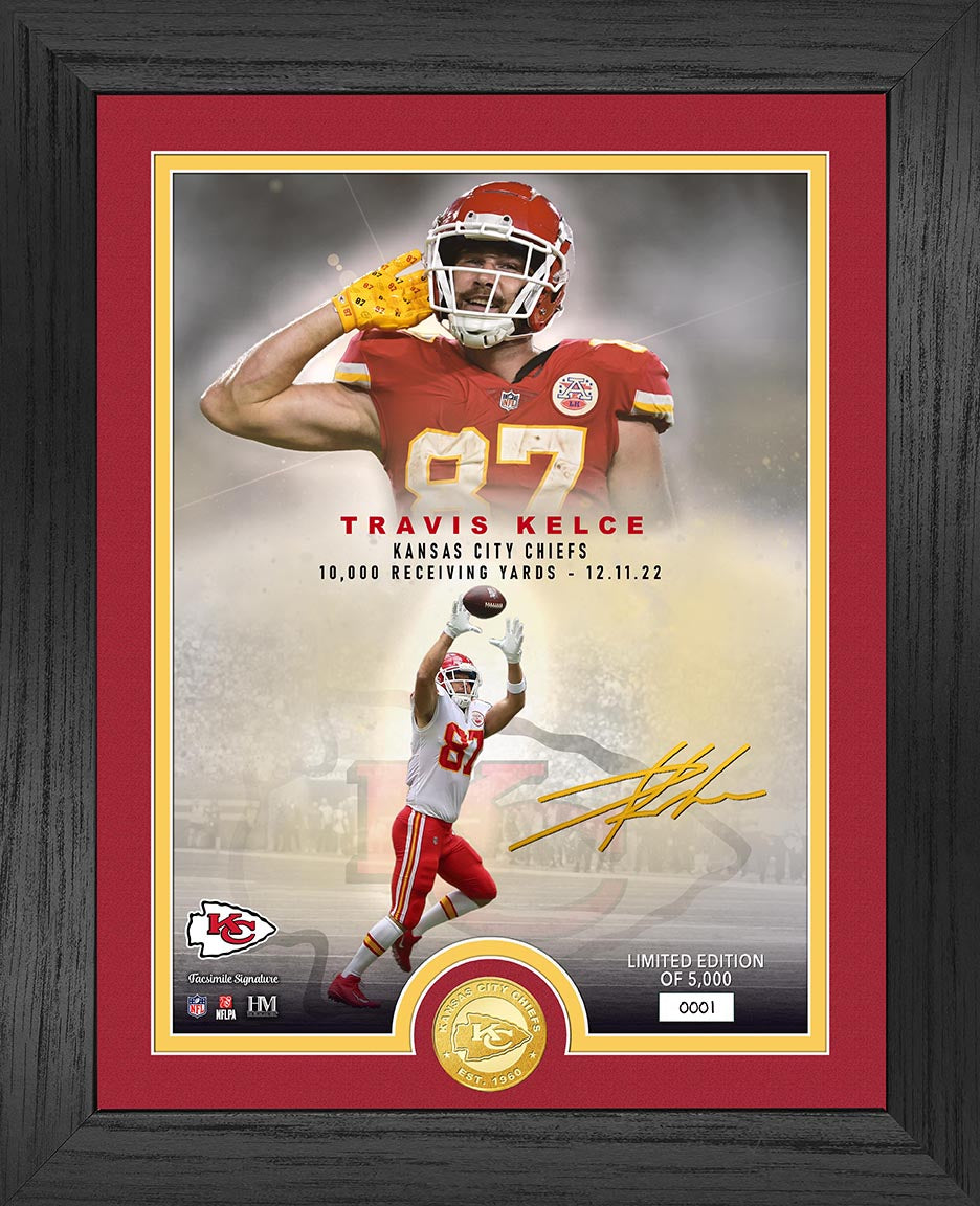 Travis Kelce 10,000 Yards Legends Bronze Coin Photo Mint