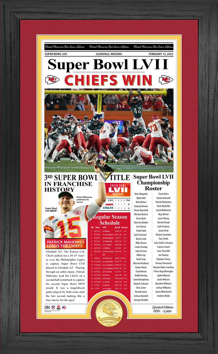 Kansas City Chiefs Super Bowl Champions Front Page Bronze Coin Photo Mint