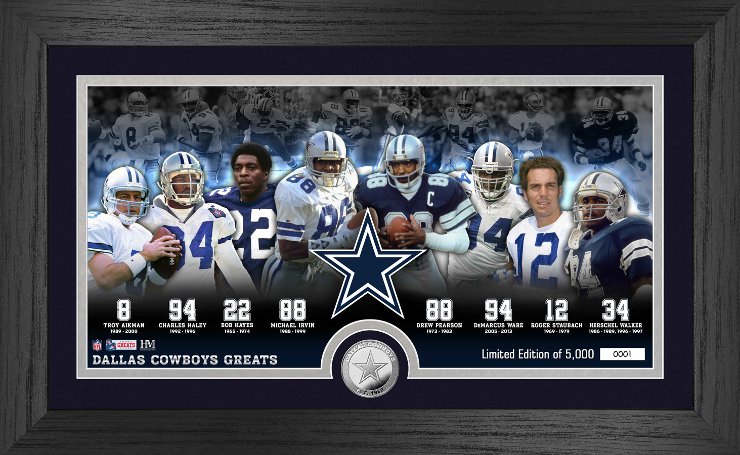 Dallas Cowboys Franchise Greats Panoramic Silver Coin Photo Mint