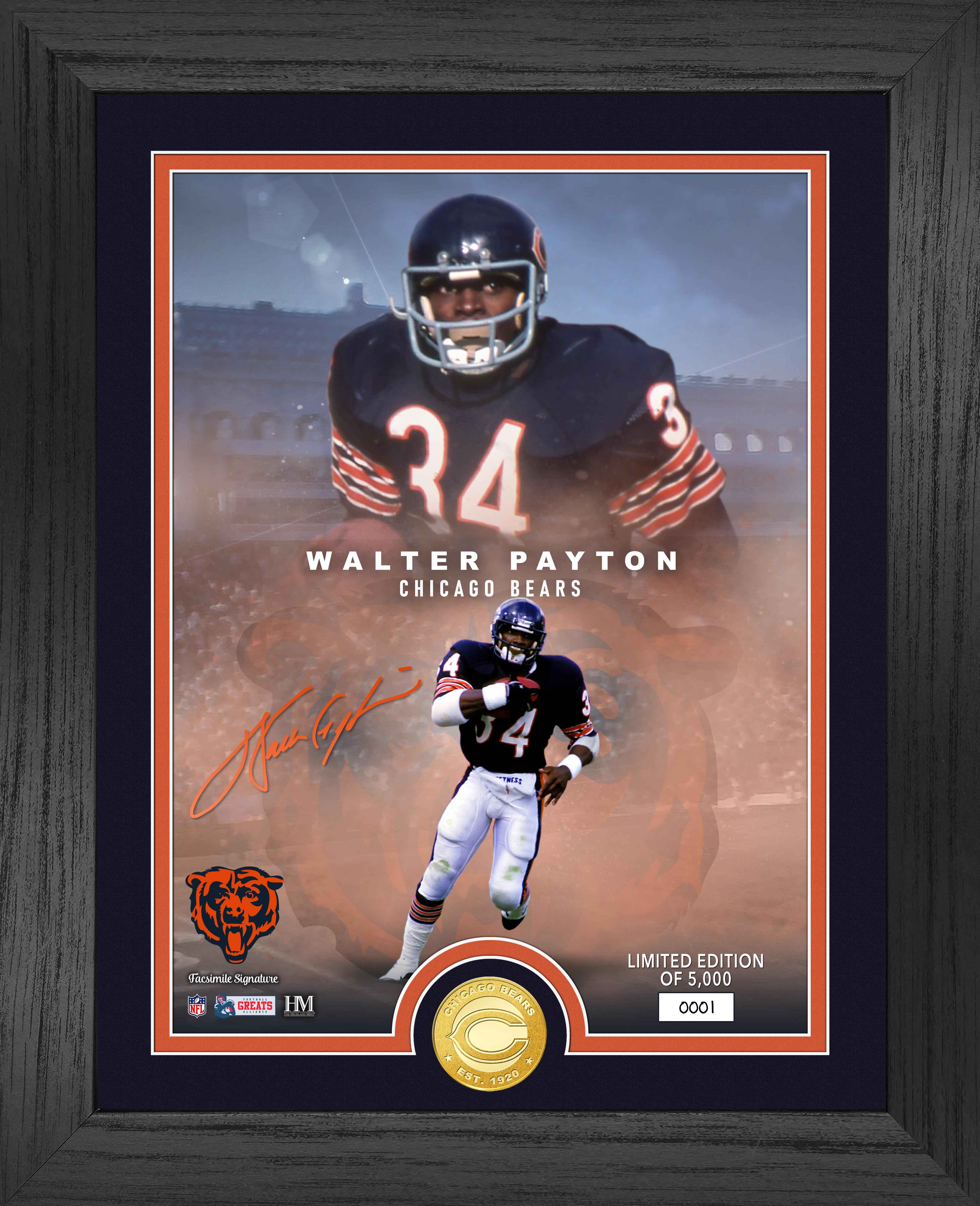 Walter Payton NFL Legends Bronze Coin Photo Mint