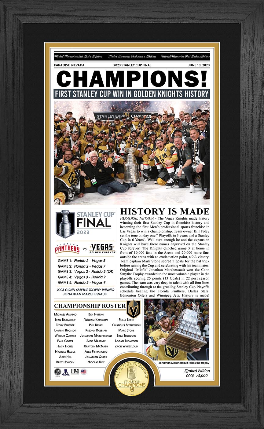 Vegas Golden Knights 2023 NHL Stanley Cup Champions Front Page Cover Photo Mint