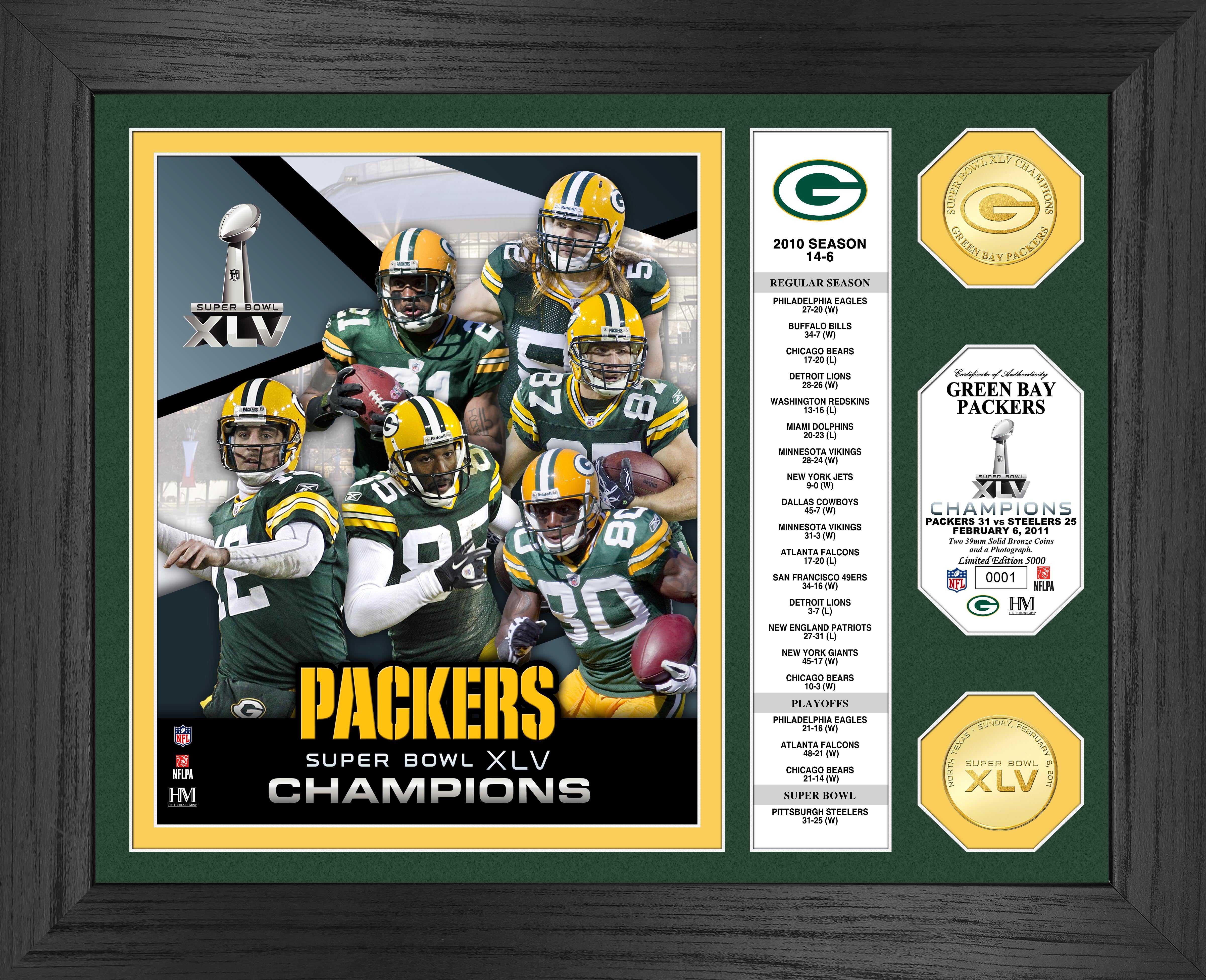 Super Bowl XLV Champions 24KT Gold Coin Banner Photo Mint