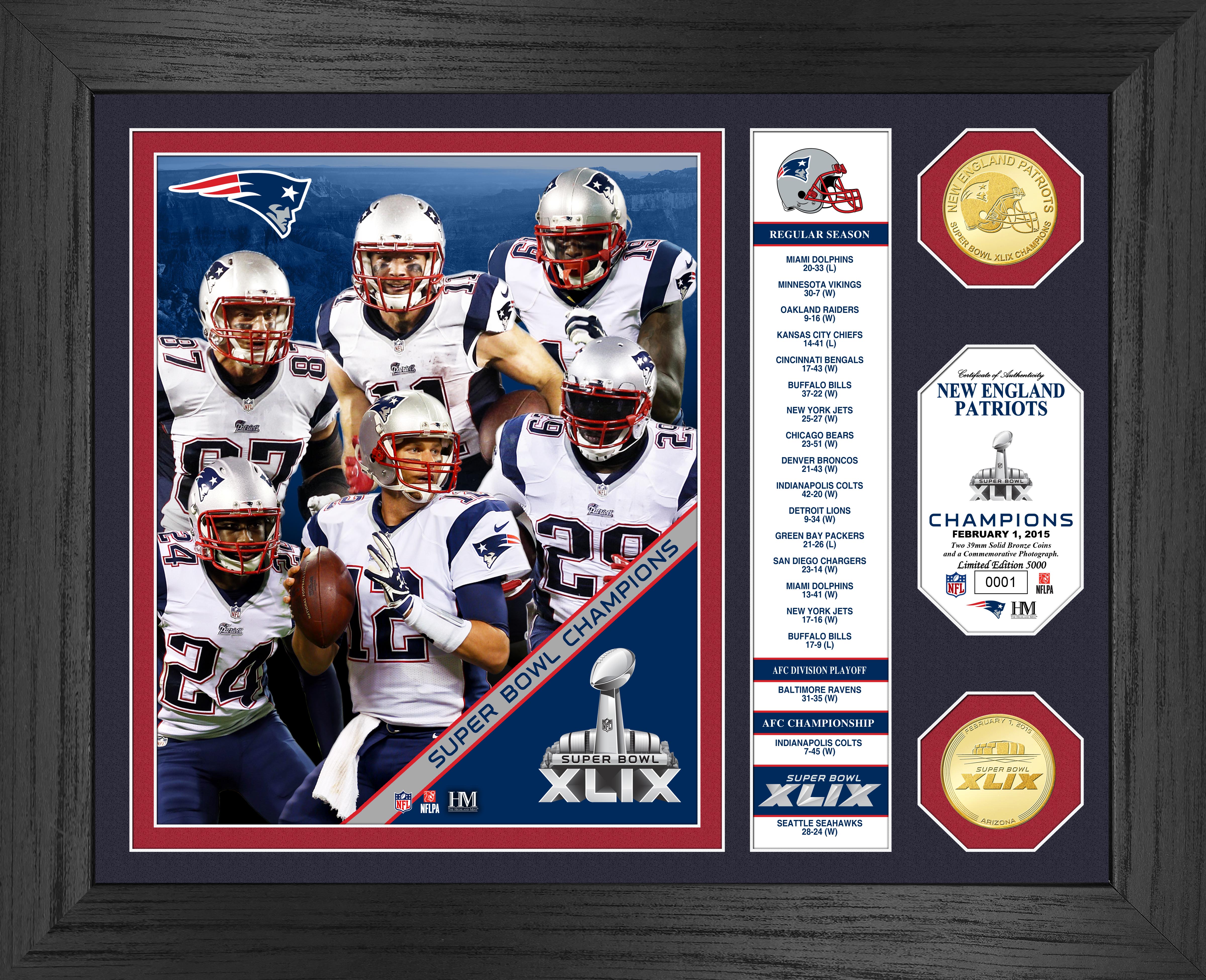 New England Patriots Super Bowl XLIX Champions "Banner" Gold Coin Photo Mint