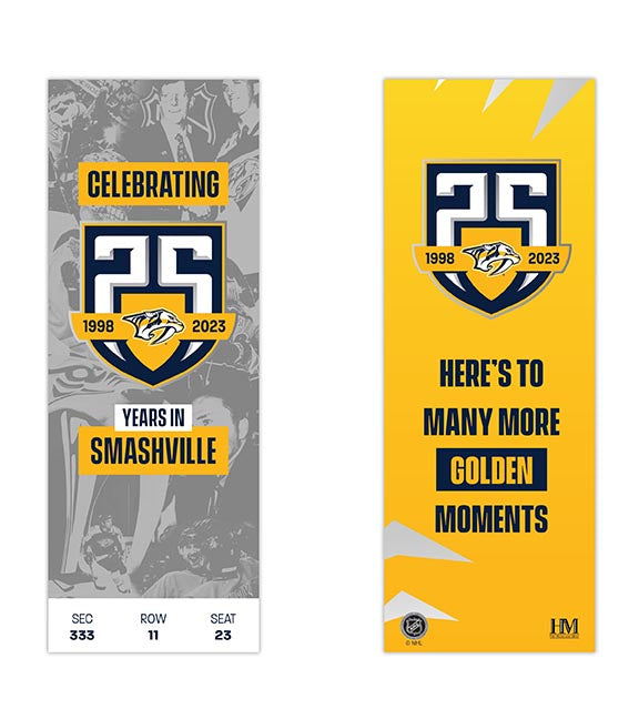 Nashville Predators Celebrating 25 years in Smashville Paper Ticket Display