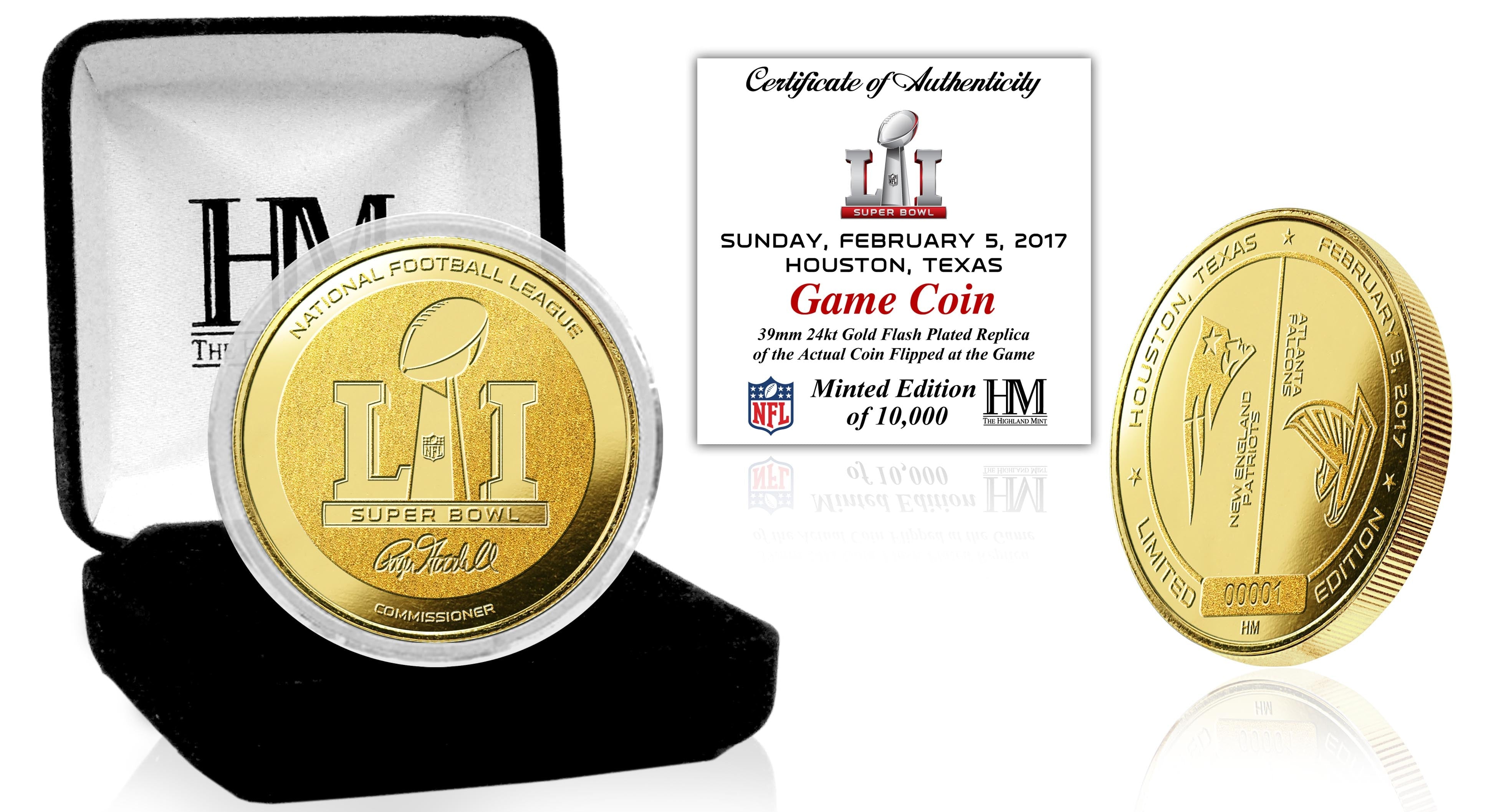 Patriots vs Falcons Super Bowl 51 Gold Flip Coin