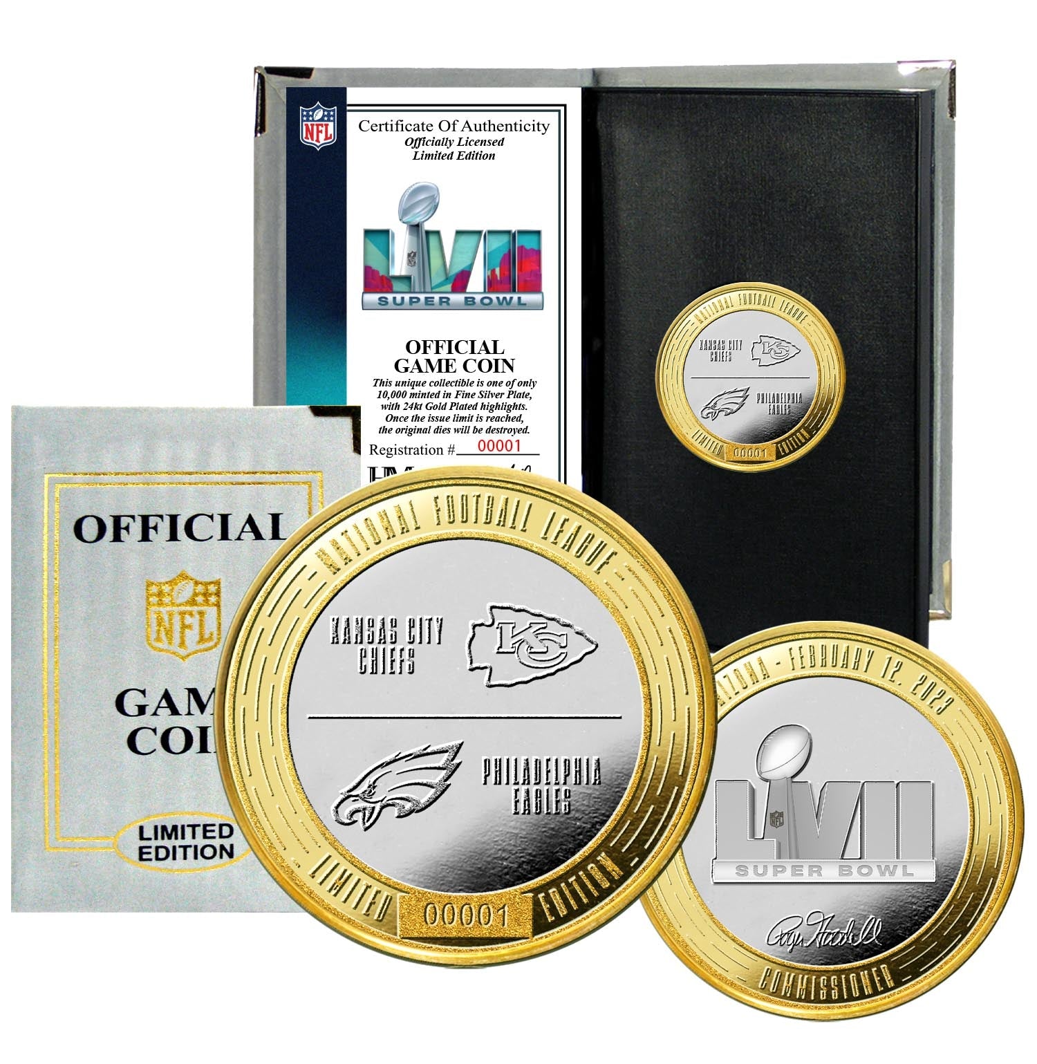 Chiefs Eagles Official Super Bowl LVII Gold and Silver 2- Tone Flip Coin