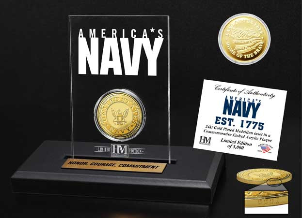 United States Navy Gold Coin Etched Acrylic