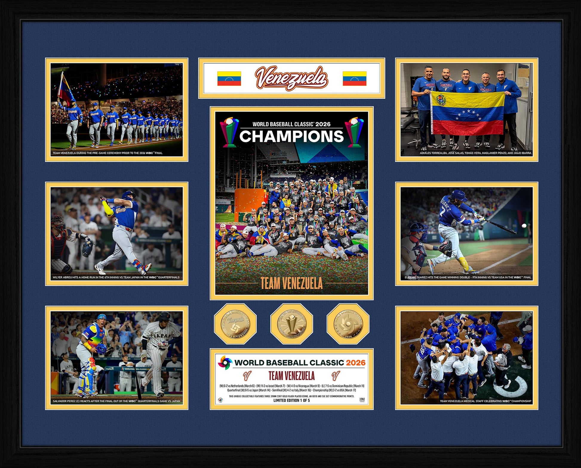World Baseball Classic 2026 Venezuela Champions Medical Staff Gold Plated Mega Photo Mint