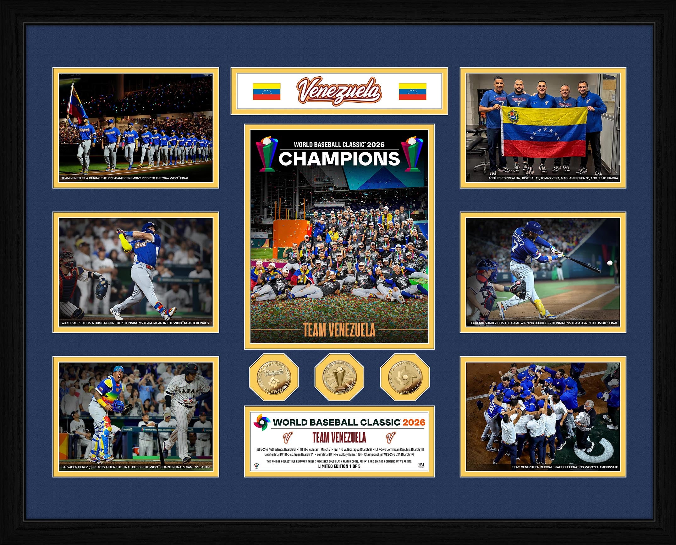 World Baseball Classic 2026 Venezuela Champions Medical Staff Gold Plated Mega Photo Mint