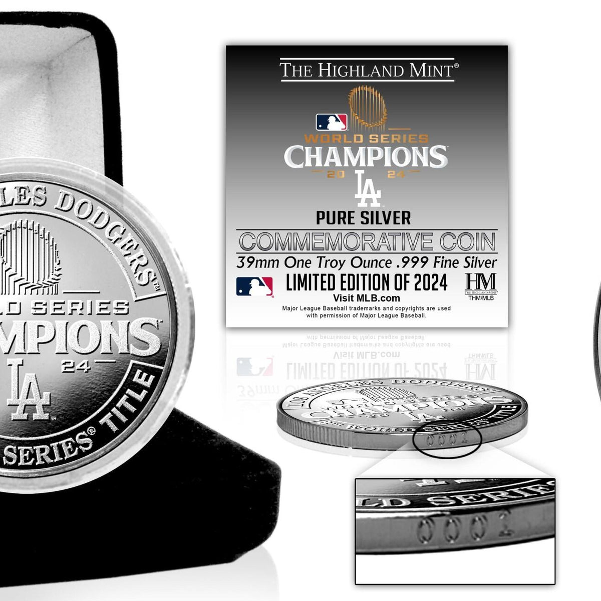 LA Dodgers 2024 World Series Champions 1oz .999 Pure Silver Coin