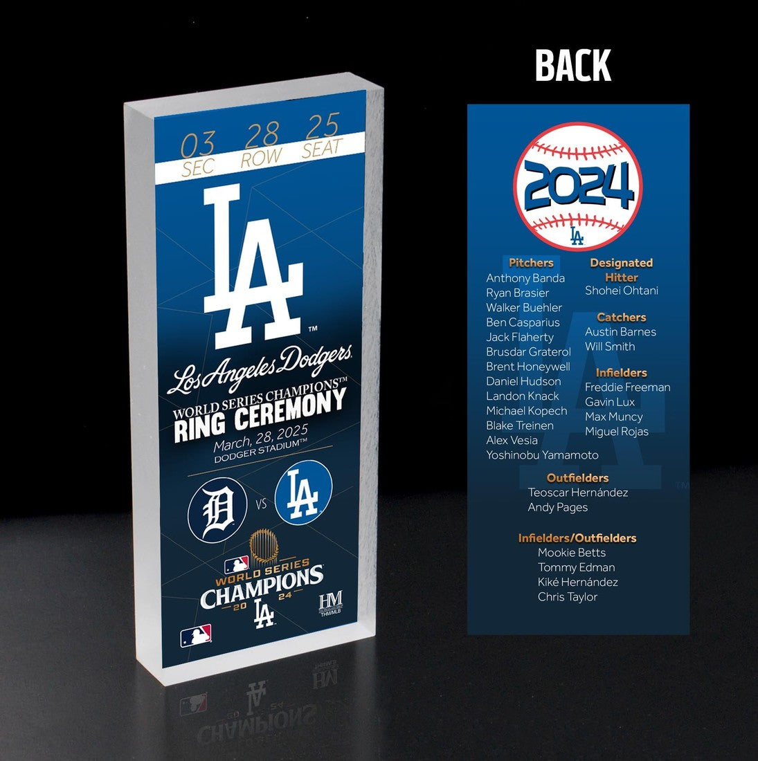Dodgers 2024 World Series Champs Ring Ceremony 2x6 Ticket BlocKart