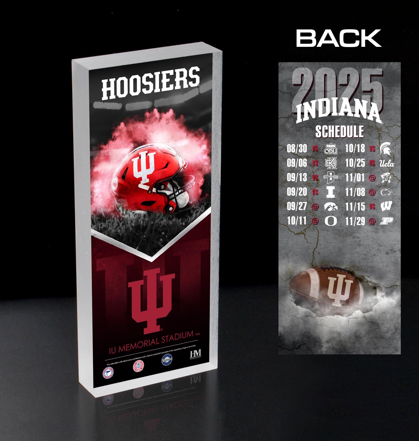 Indiana University Football 2025 Schedule Ticket Acrylic BlocKart