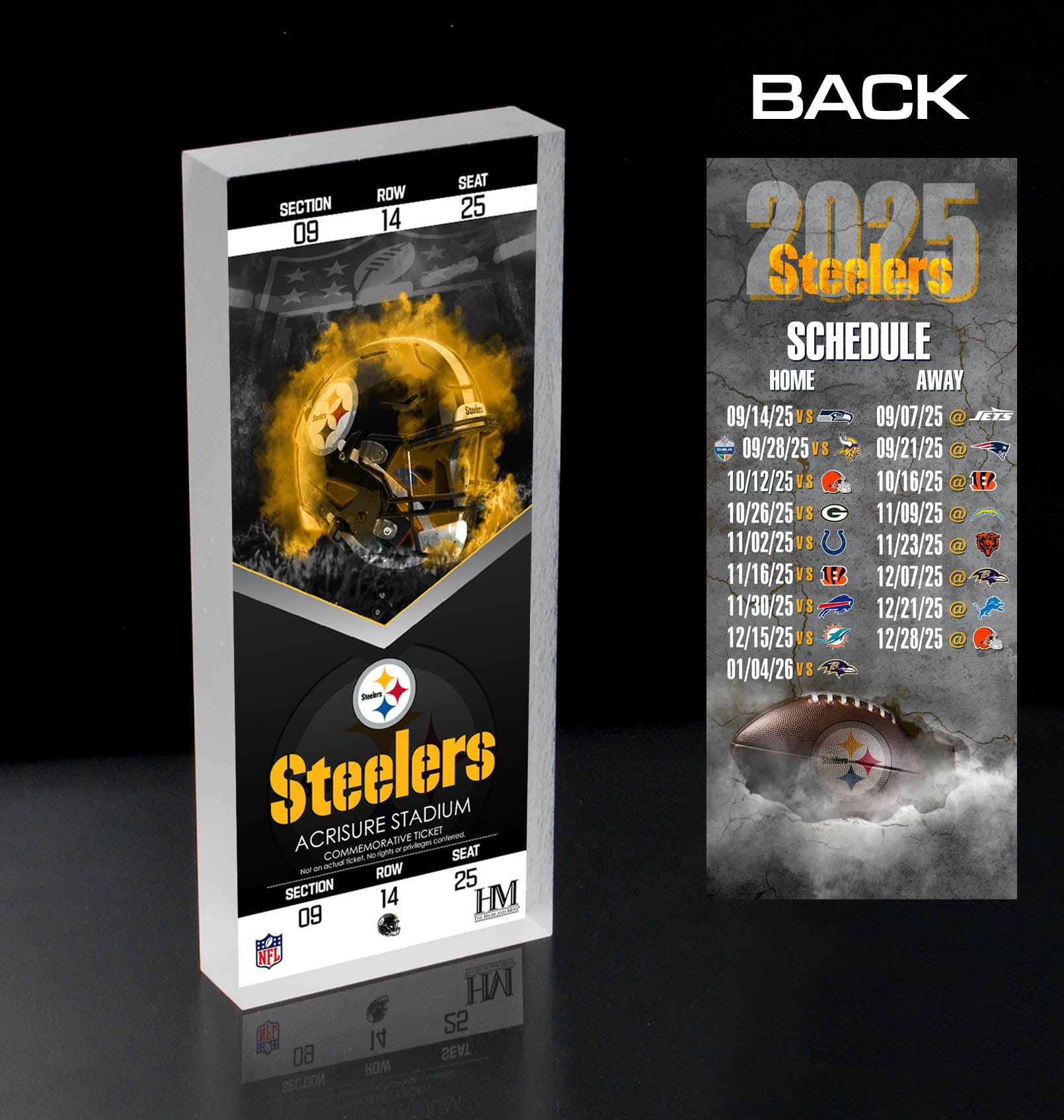 Pittsburgh Steelers 2025 Schedule 3D Ticket BlocKart
