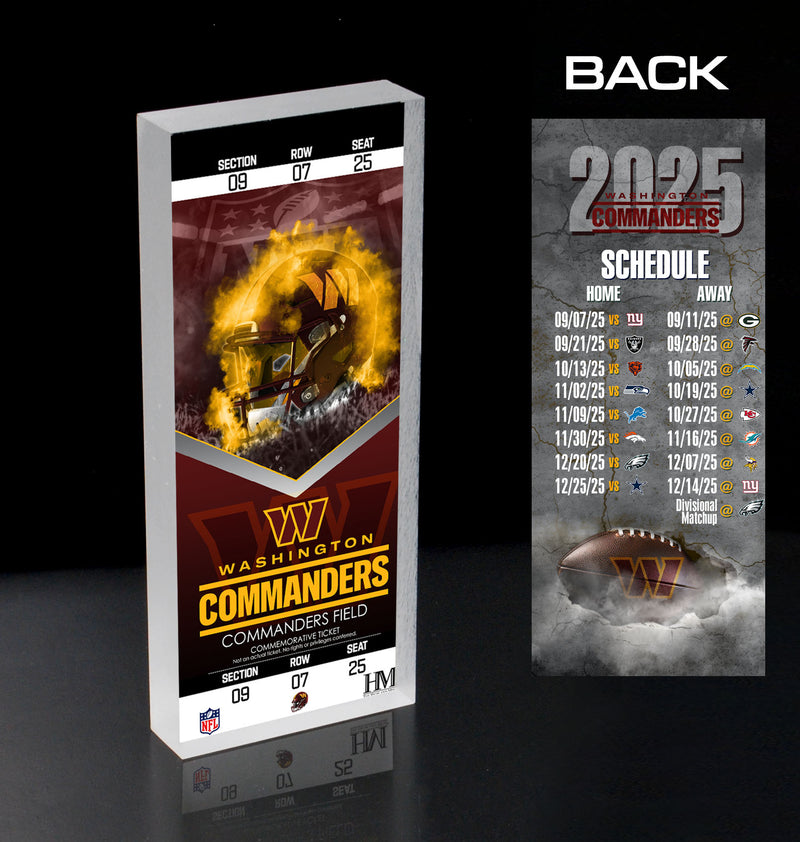 Washington Commanders 2025 Schedule 3D Ticket BlocKart
