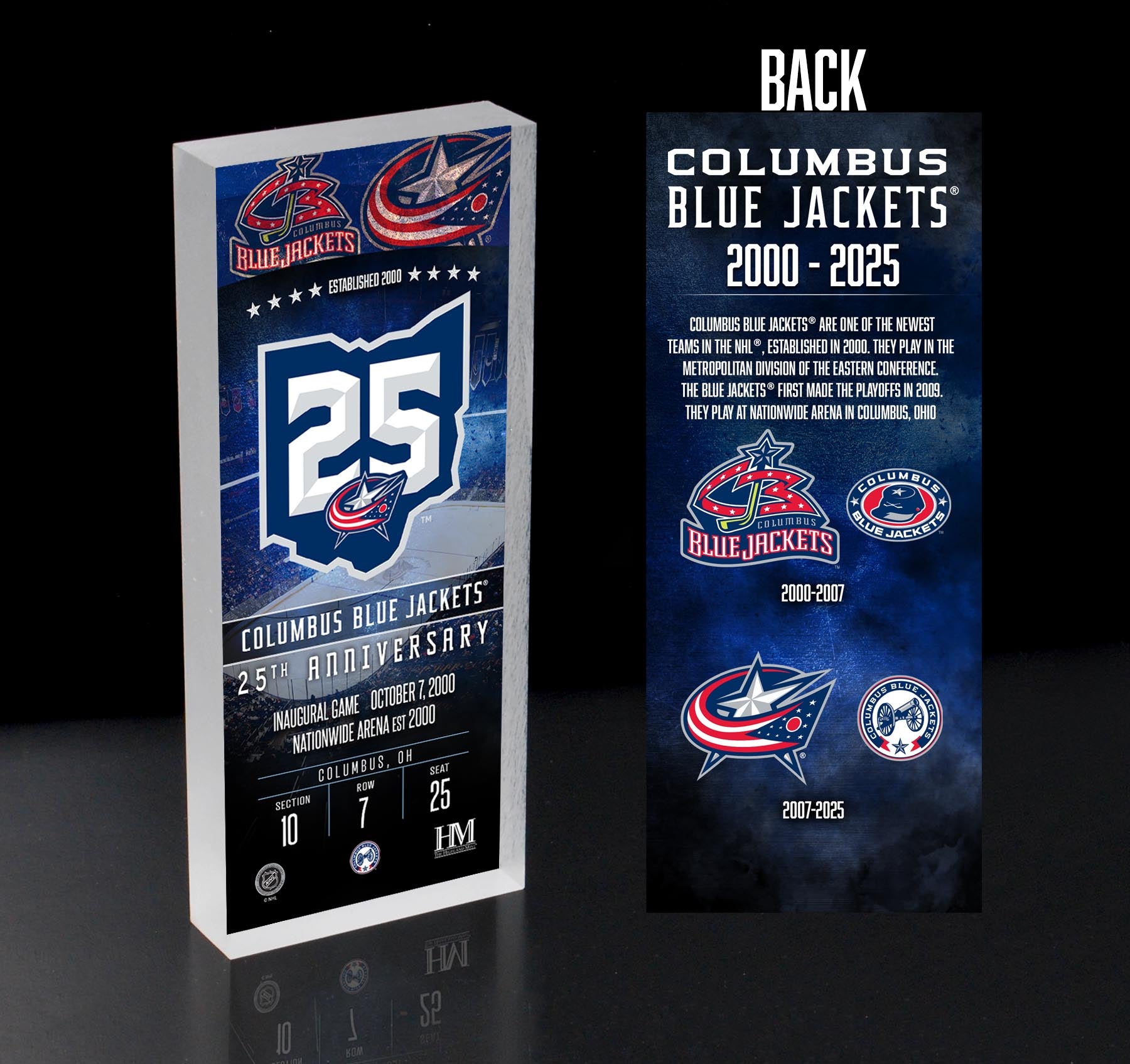 Columbus Blue Jackets 25th Anniversary 2x6x3/4 Ticket BlocKart