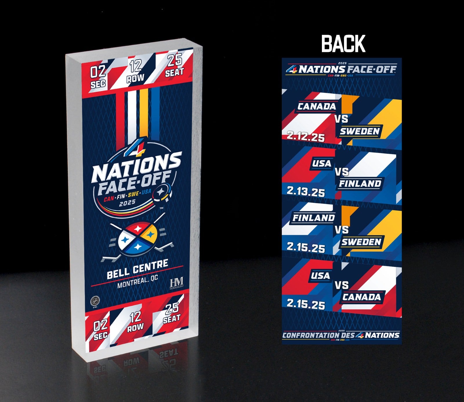 4 Nations Face Off Montreal Ticket Acrylic BlocKart - Acrylic