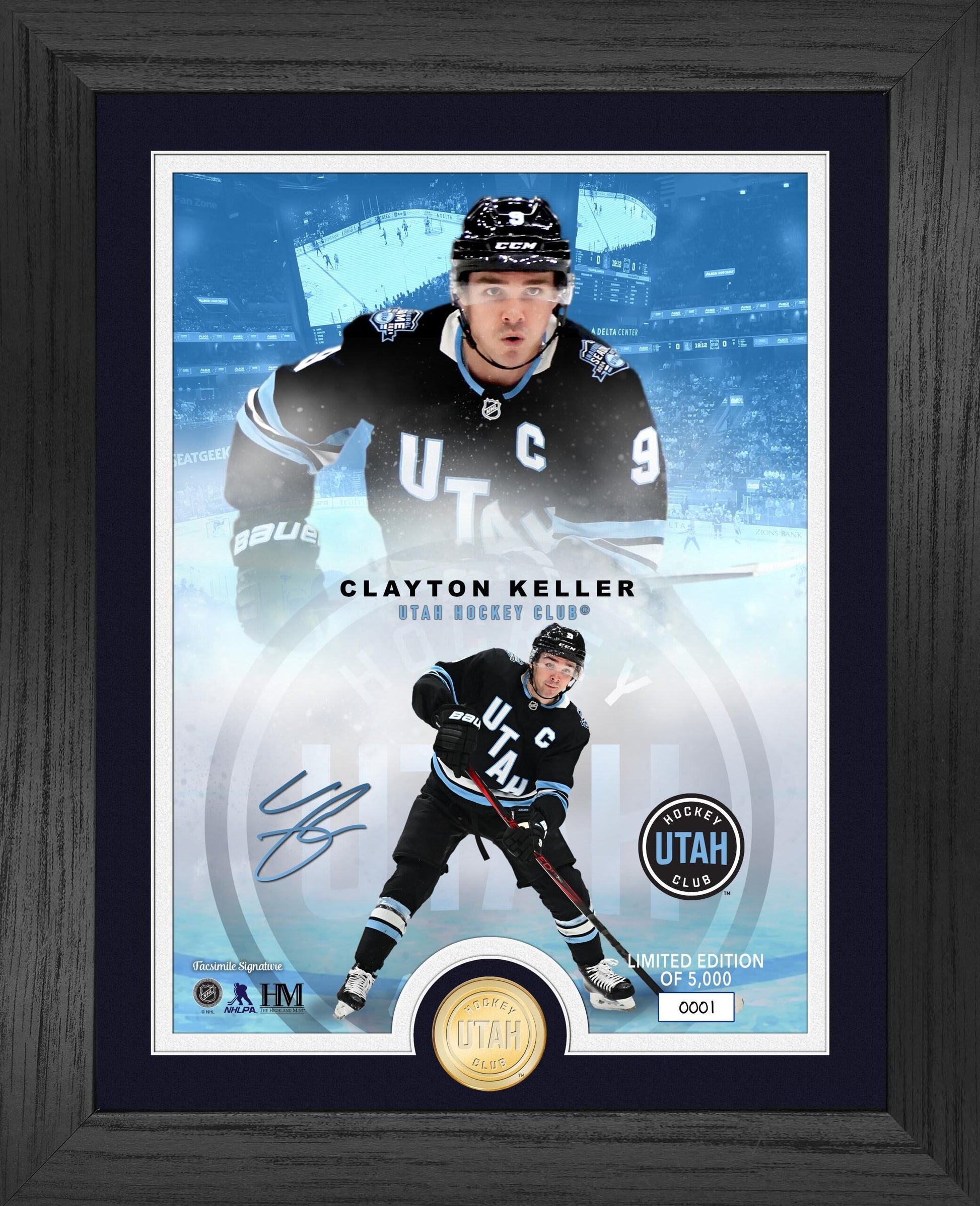 Clayton Keller Utah Hockey Club Legends Bronze Coin Photo Mint - Framed