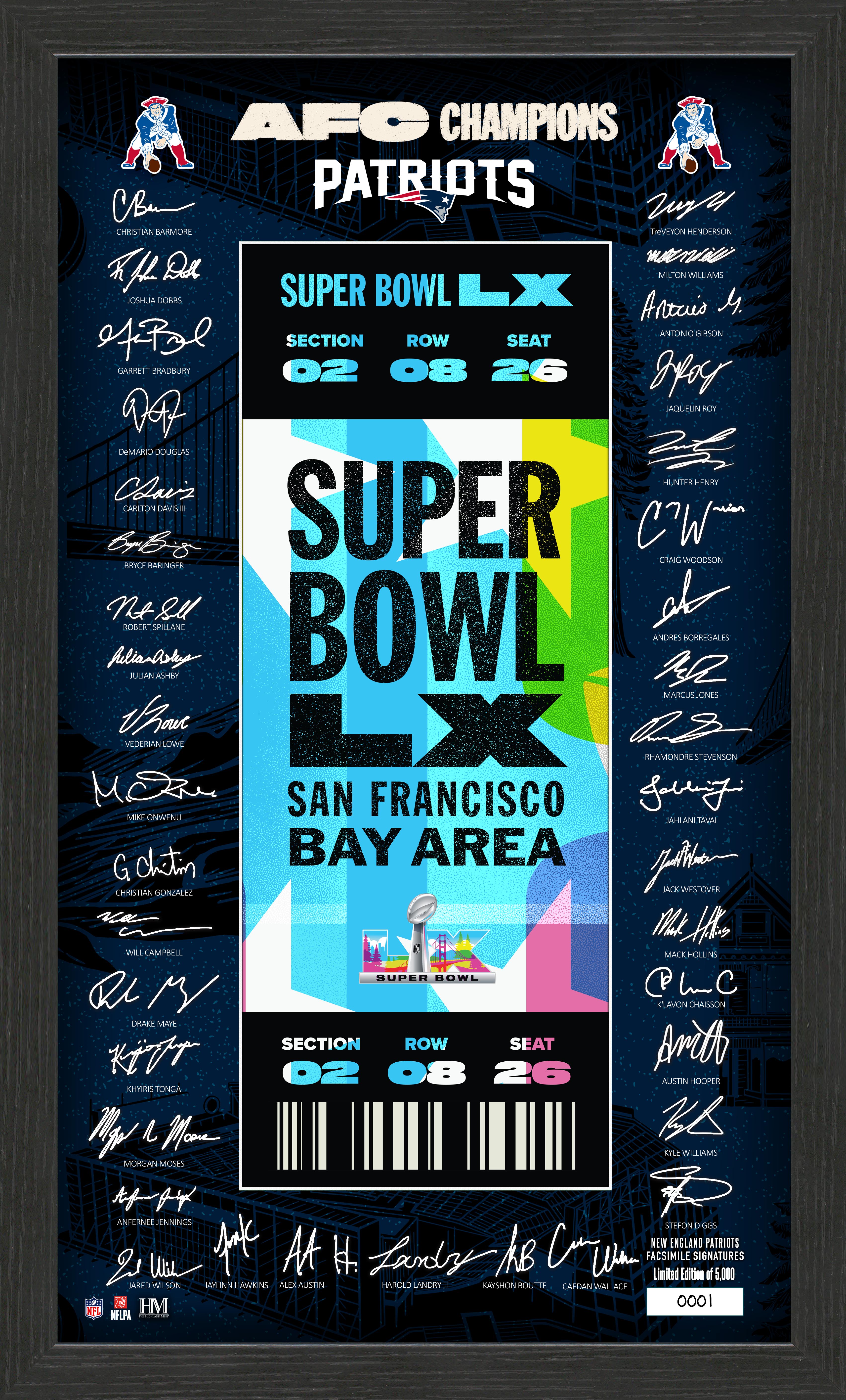 New England Patriots 2026 AFC Champions Super Bowl LX Signature Ticket New England Patriots 2026 AFC Champions Super Bowl LX Signature Ticket