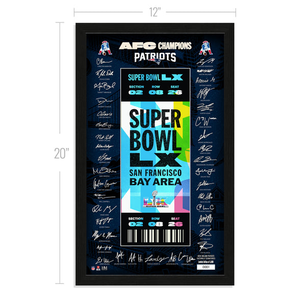 New England Patriots 2026 AFC Champions Super Bowl LX Signature Ticket Frame