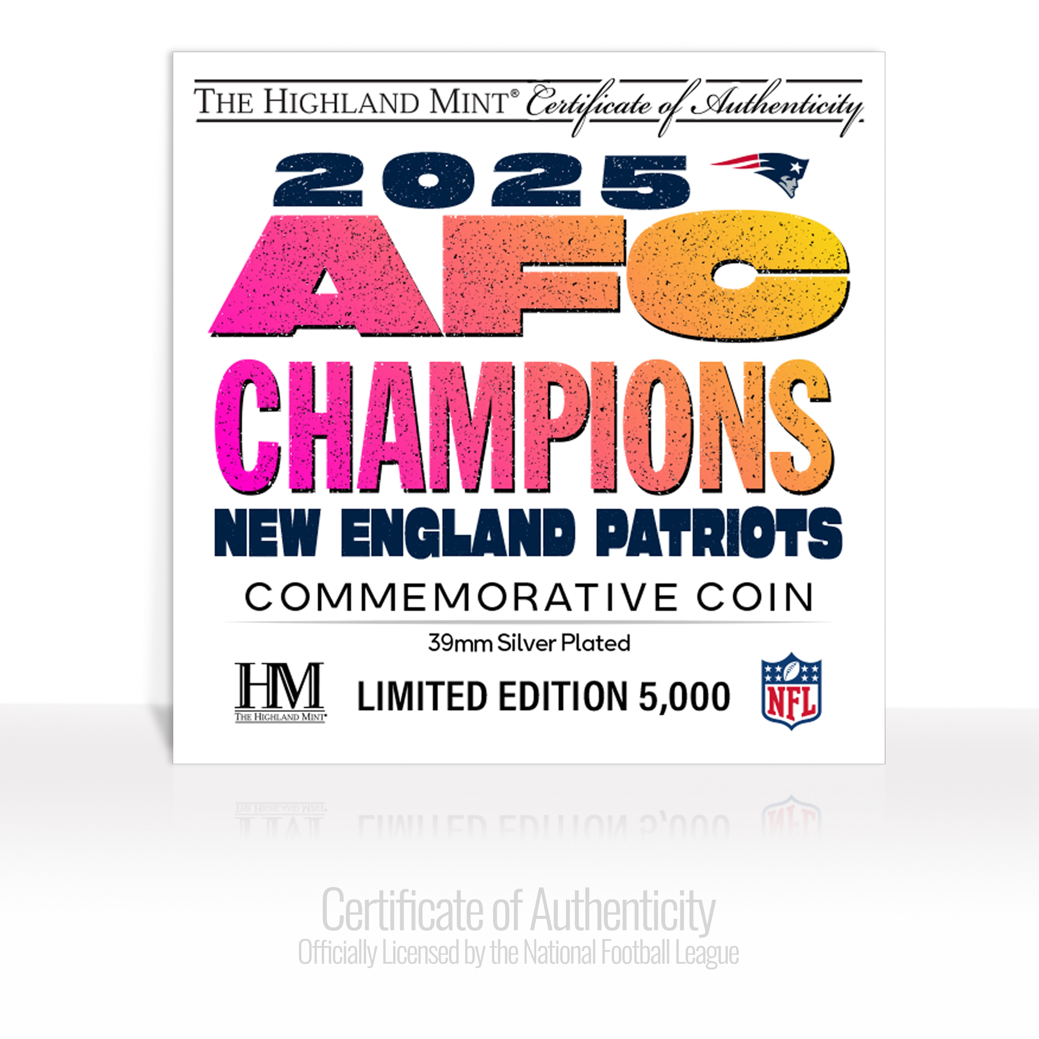 New England Patriots 2026 AFC Champions Silver Plated Coin