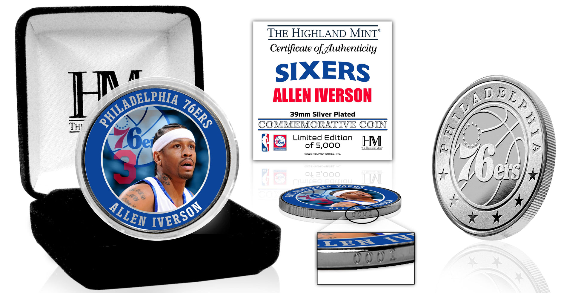 Allen Iverson Philadelphia 76ers Silver Plated Color Coin