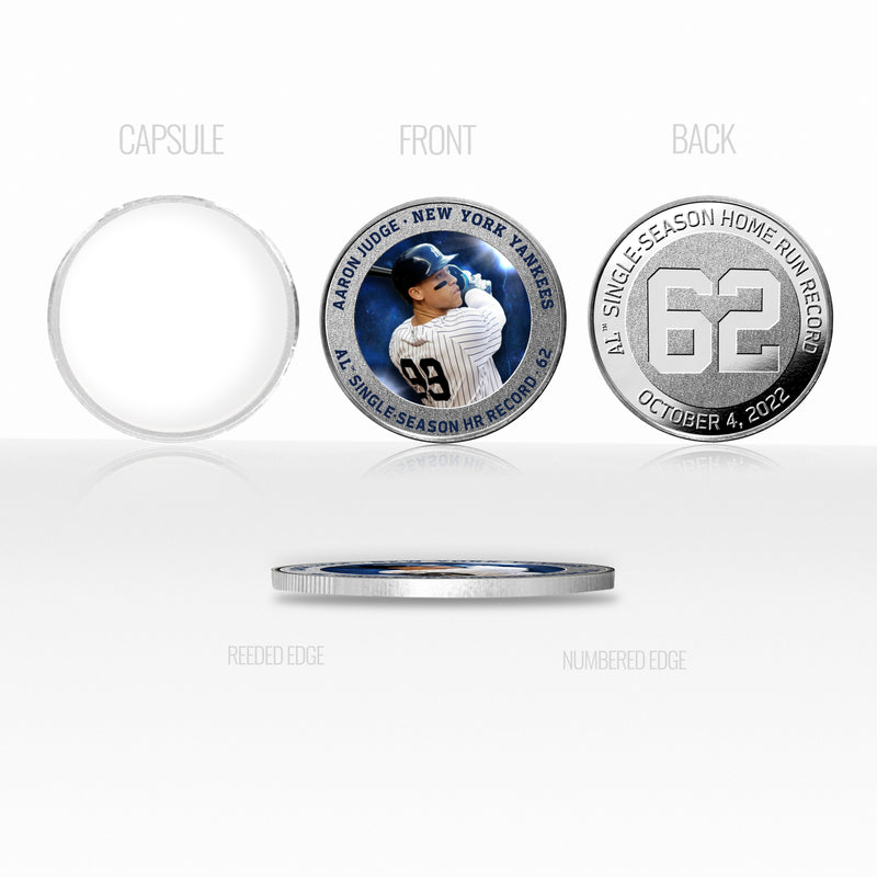 Aaron Judge AL Single Season Home Run Record 62 Silver Coin