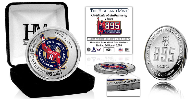 Alex Ovechkin NHL 895 Goals Record Silver Coin