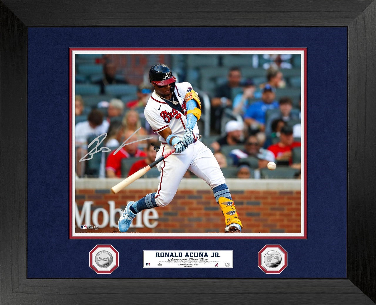 RONALD ACUNA ATLANTA BRAVES 16X20 AUTOGRAPHED SILVER COIN PHOTO MINT
