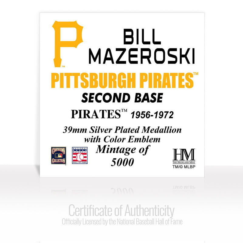 Bill Mazeroski Baseball Hall of Fame Silver Color Coin