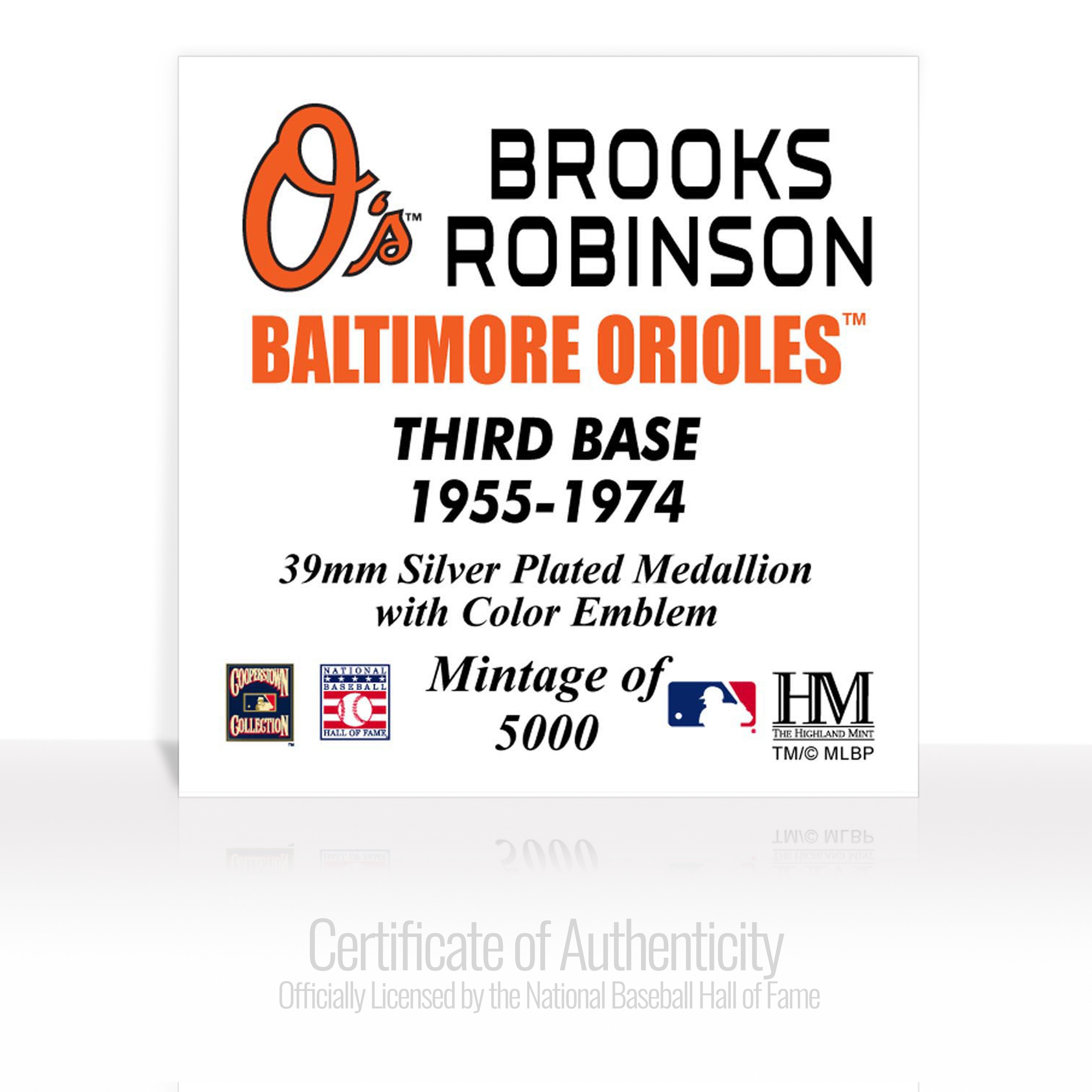 Brooks Robinson Baseball Hall of Fame Silver Color Coin
