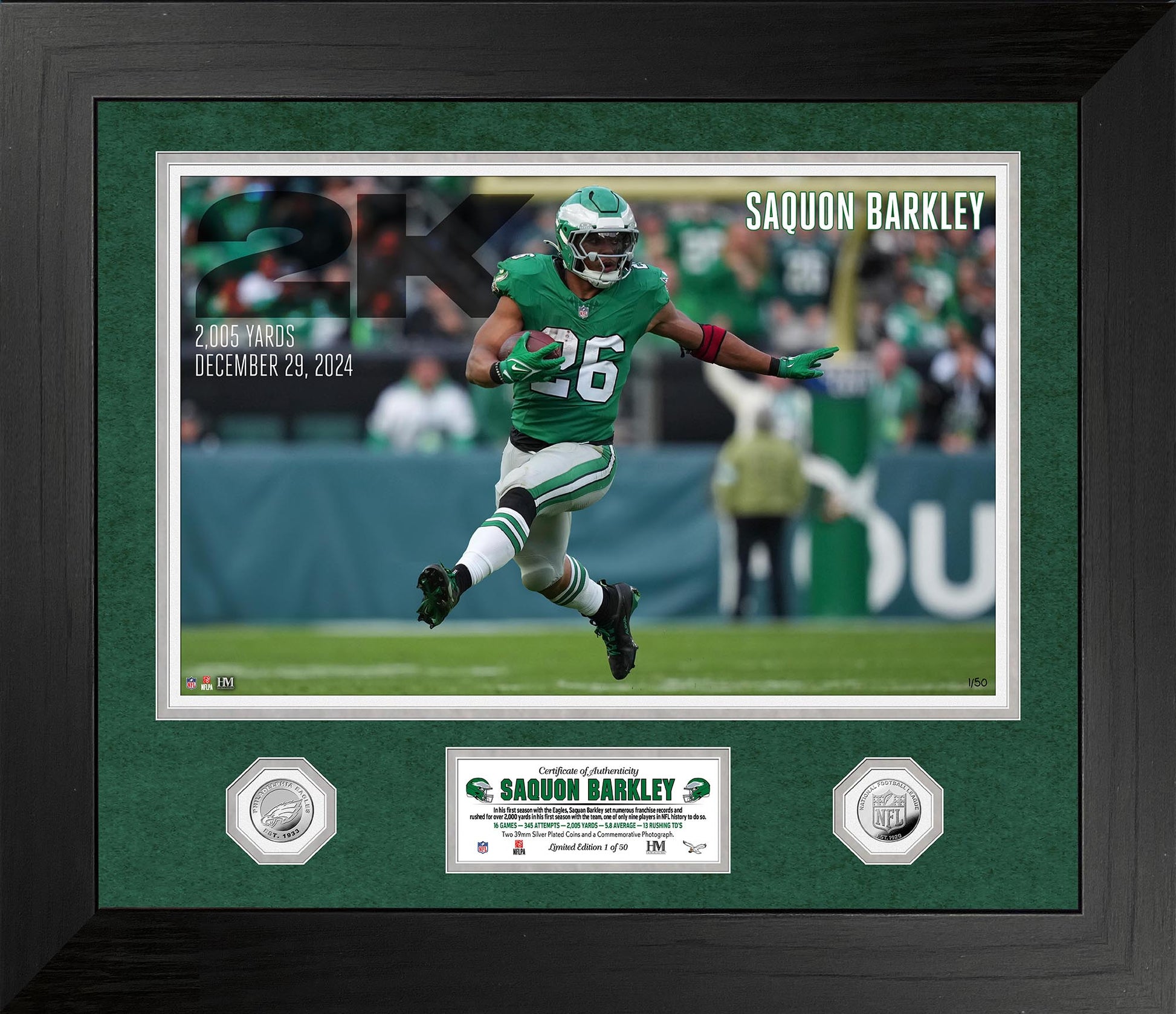 Saquan Barkley 2005 Yard Season Silver Coin Special Edition Photo Mint - Framed