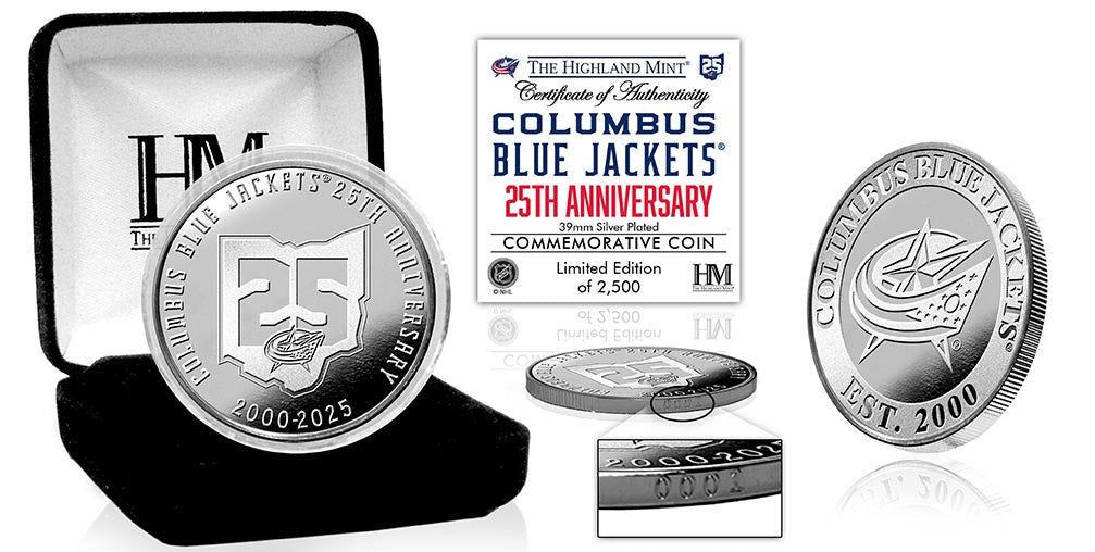 Columbus Blue Jackets 25th Anniversary Silver Plated Coin