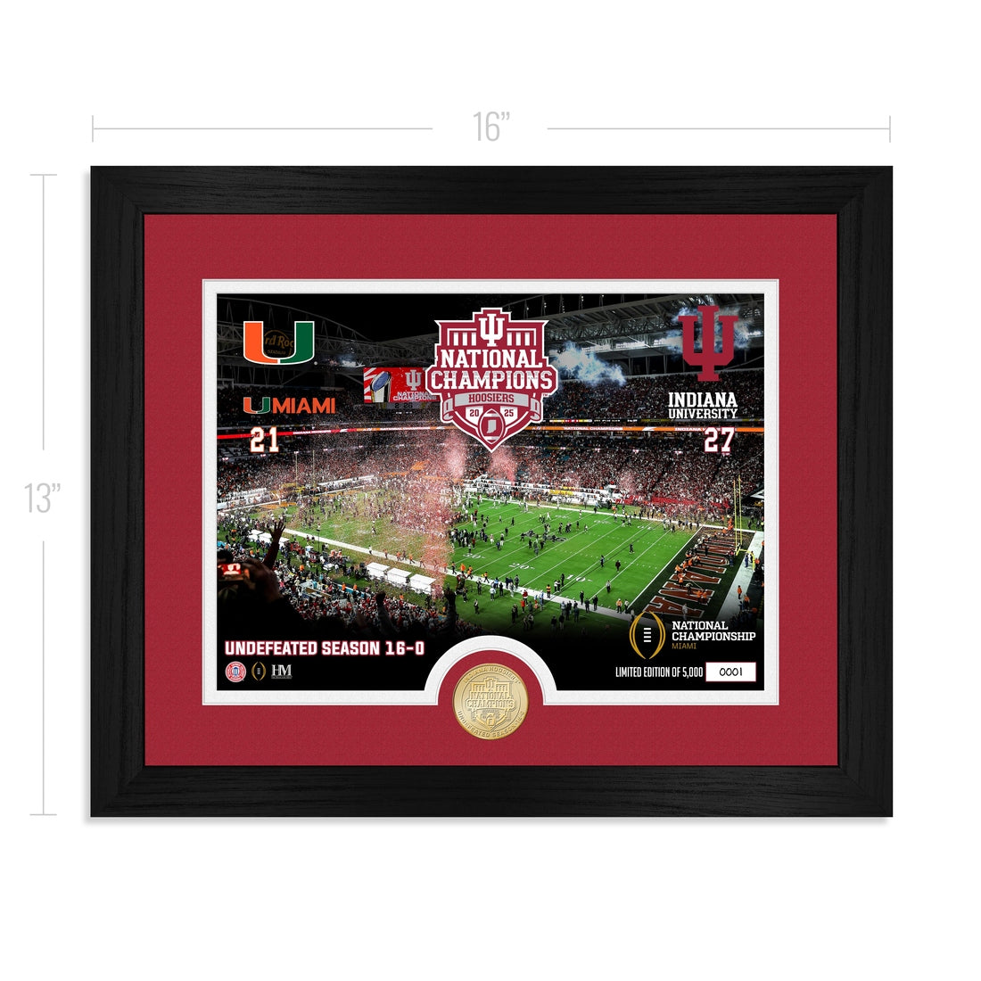 Indiana University 2025-26 CFP National Champions Celebration Bronze Coin Photo Mint - Sports Fan Accessories Framed